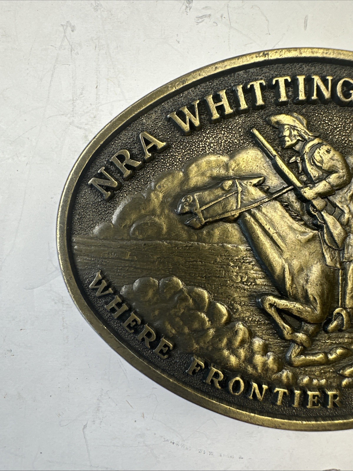 Vintage NRA Whittington Center Belt Buckle Where Frontier Spirit Lives