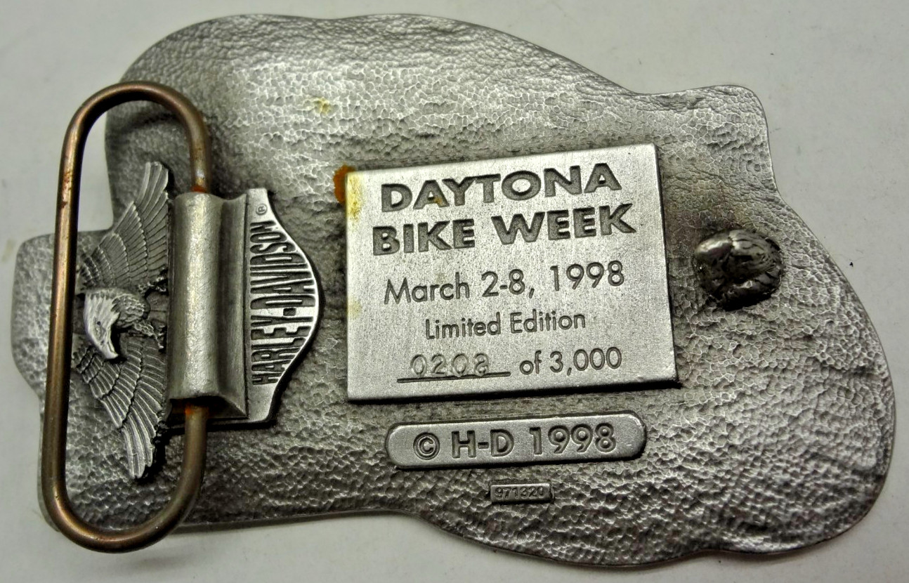 Harley-Davidson Willie G MOTOR Belt Buckle DAYTONA BIKE WEEK MARCH 2-8 1998
