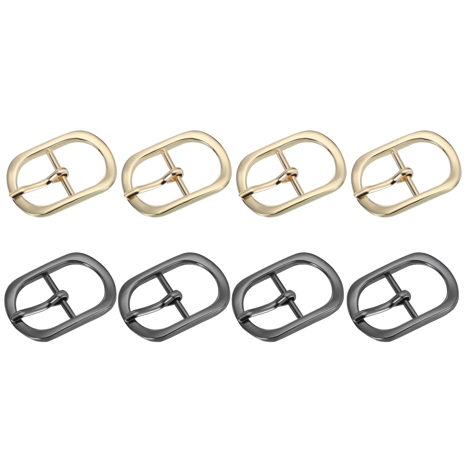 8Pcs 1&Prime; Single Prong Metal Roller Pin Belt Buckles Light Gold/Black