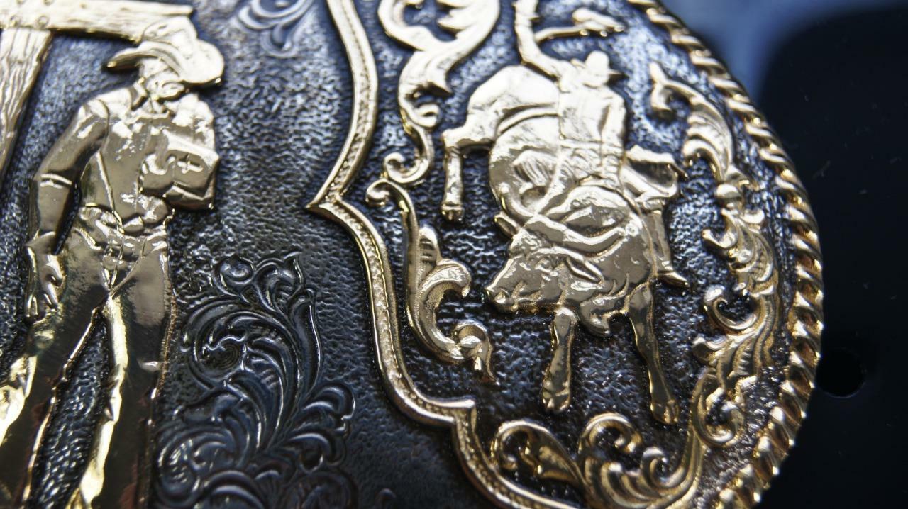 Crumrine Western Oval Roped Edge Buckle with Bull Rider & Cross C15102