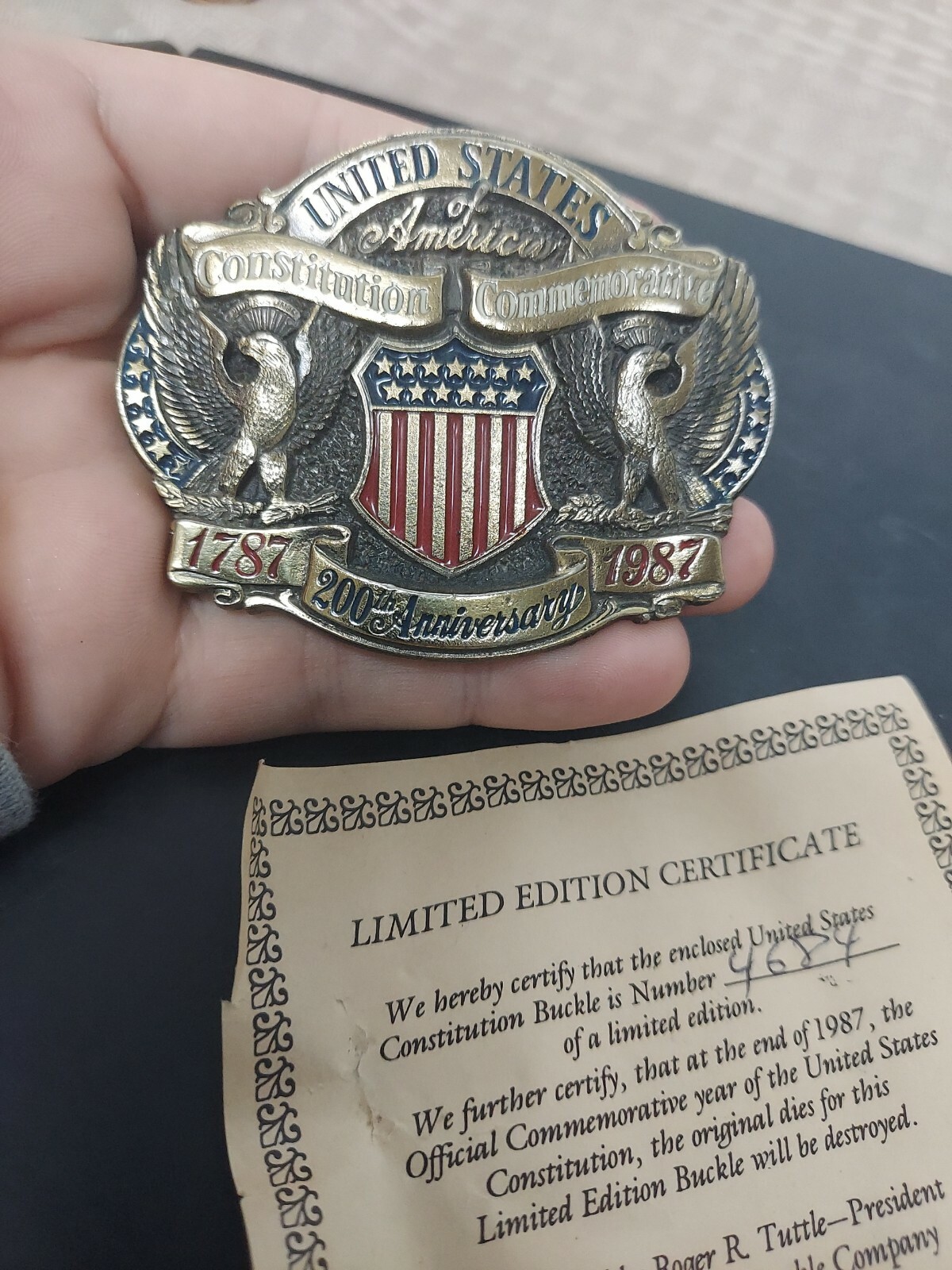 Vtg American Bicentennial Limited Edition Belt Buckle USA Patriotic Buckle Co