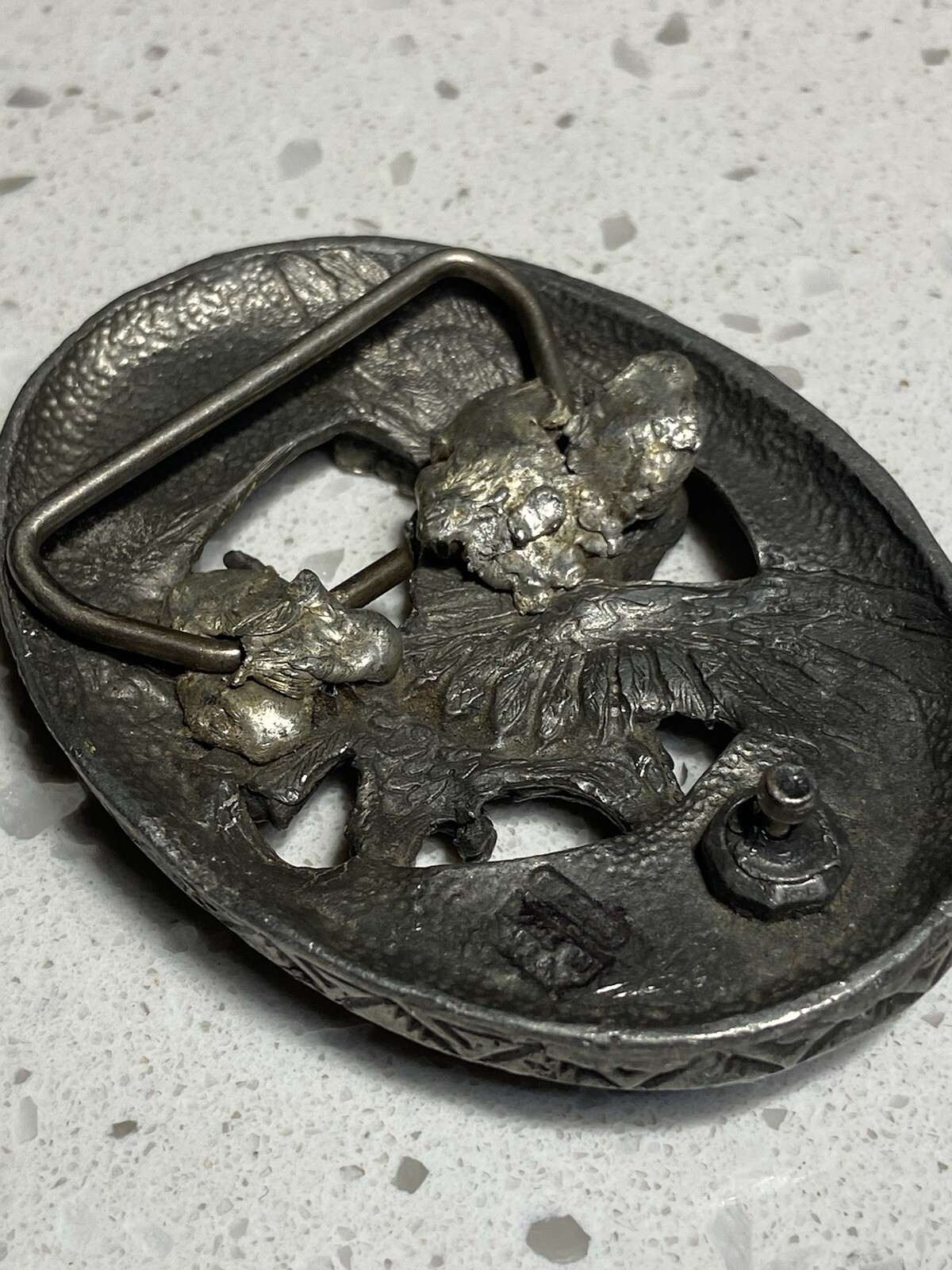 Vintage Belt Buckle Western Cowboy Nature Eagle Birds 90’s Pewter Buckle Rare