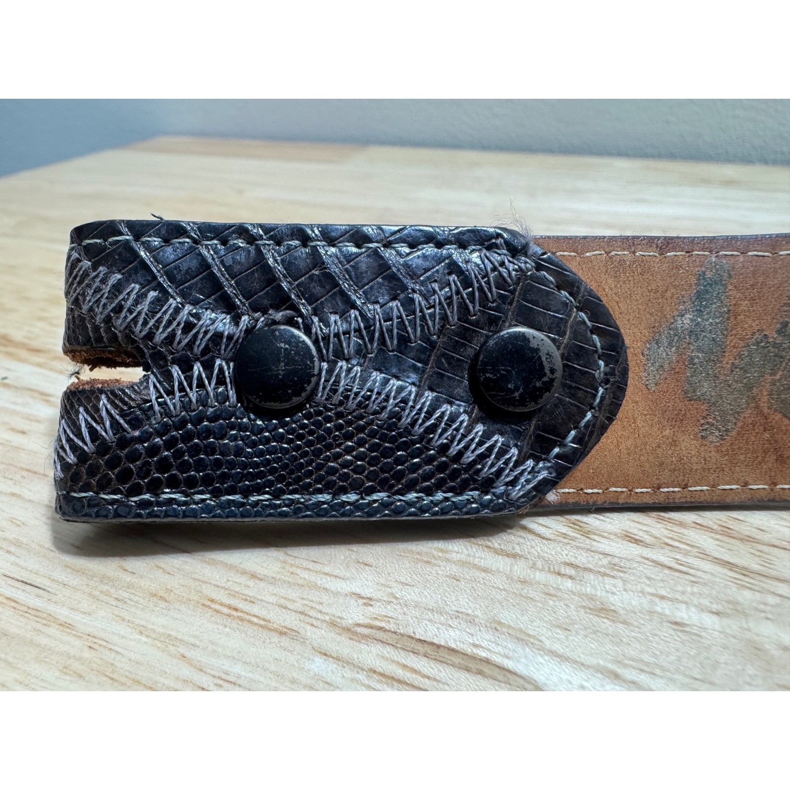 Justin Genuine Lizard Made in USA Belt Size 36 No Buckle