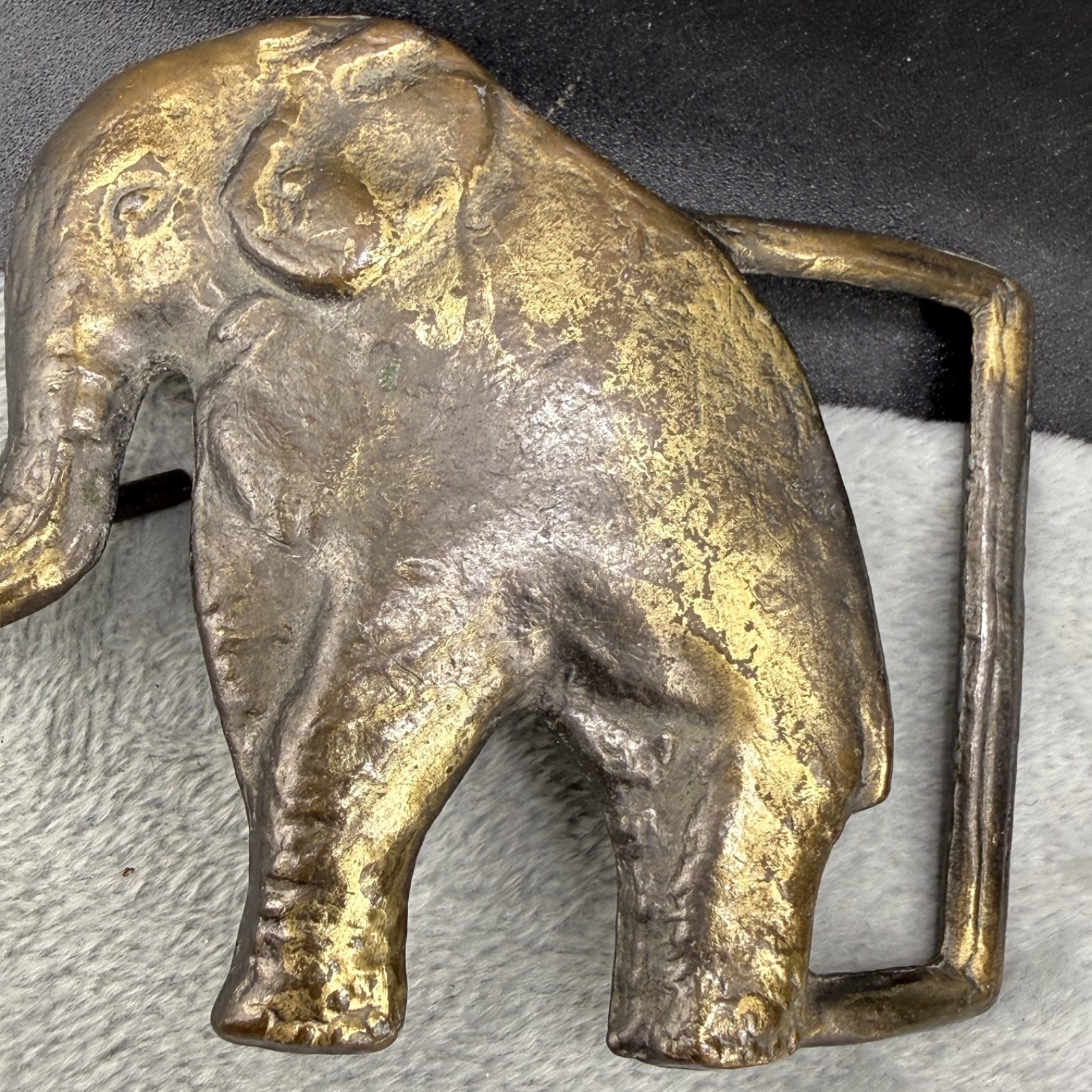 Vintage Brass Elephant Belt Buckle Safari