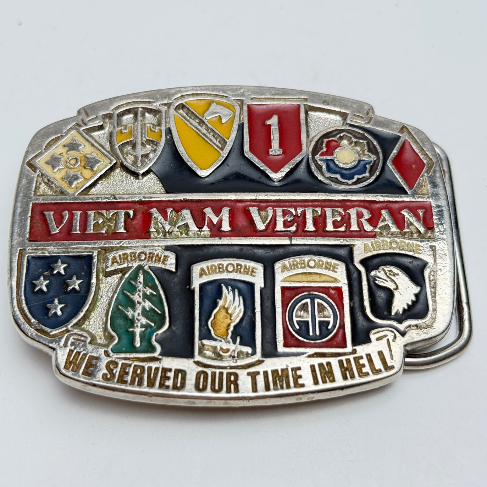 Vietnam Veteran Enamel « We served Our Time in Hell » Made in the USA Belt Buckle