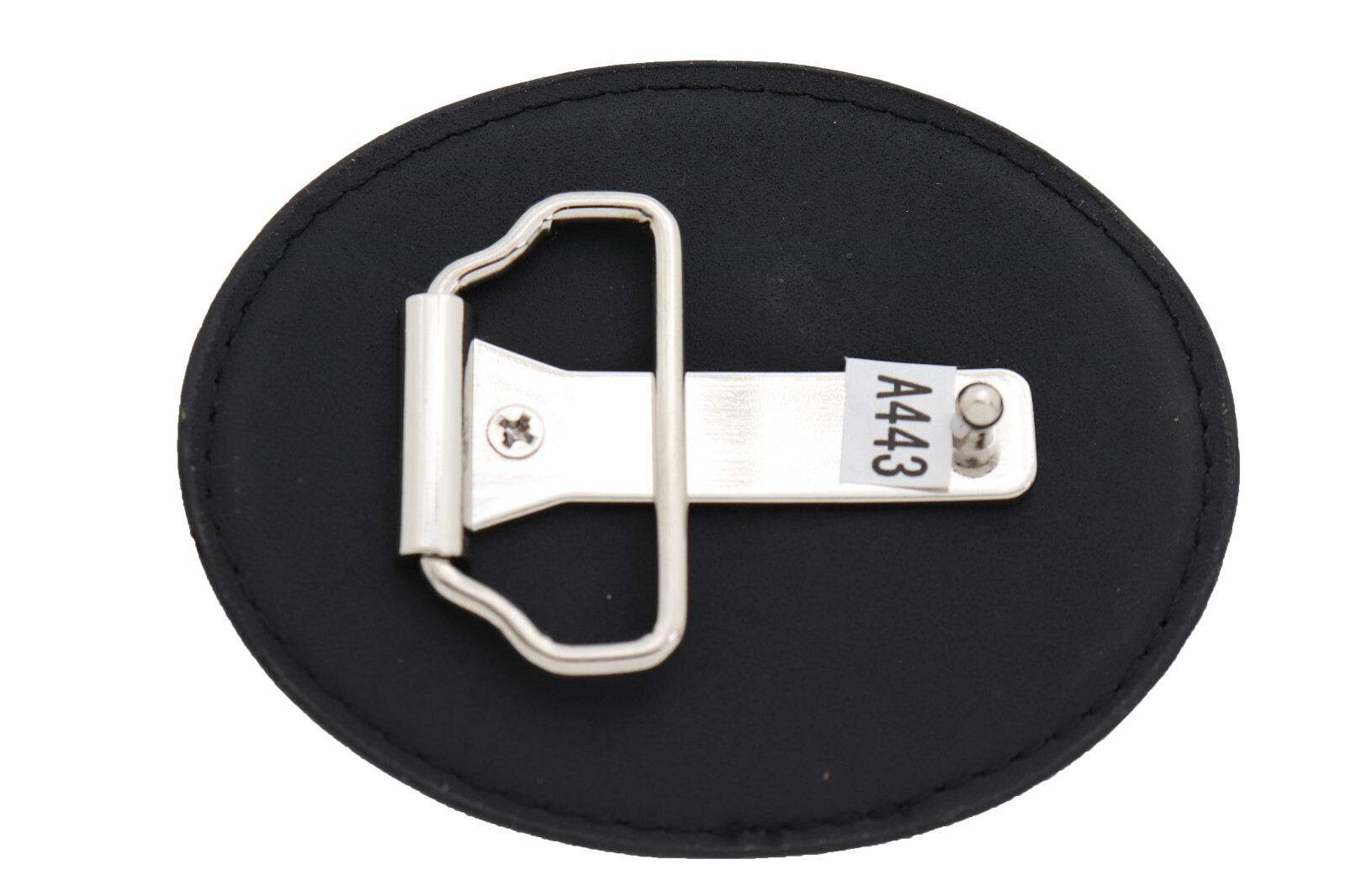 Men Women Fashion Black Oval Belt Buckle Silver Metal Bling Cross Religious Look