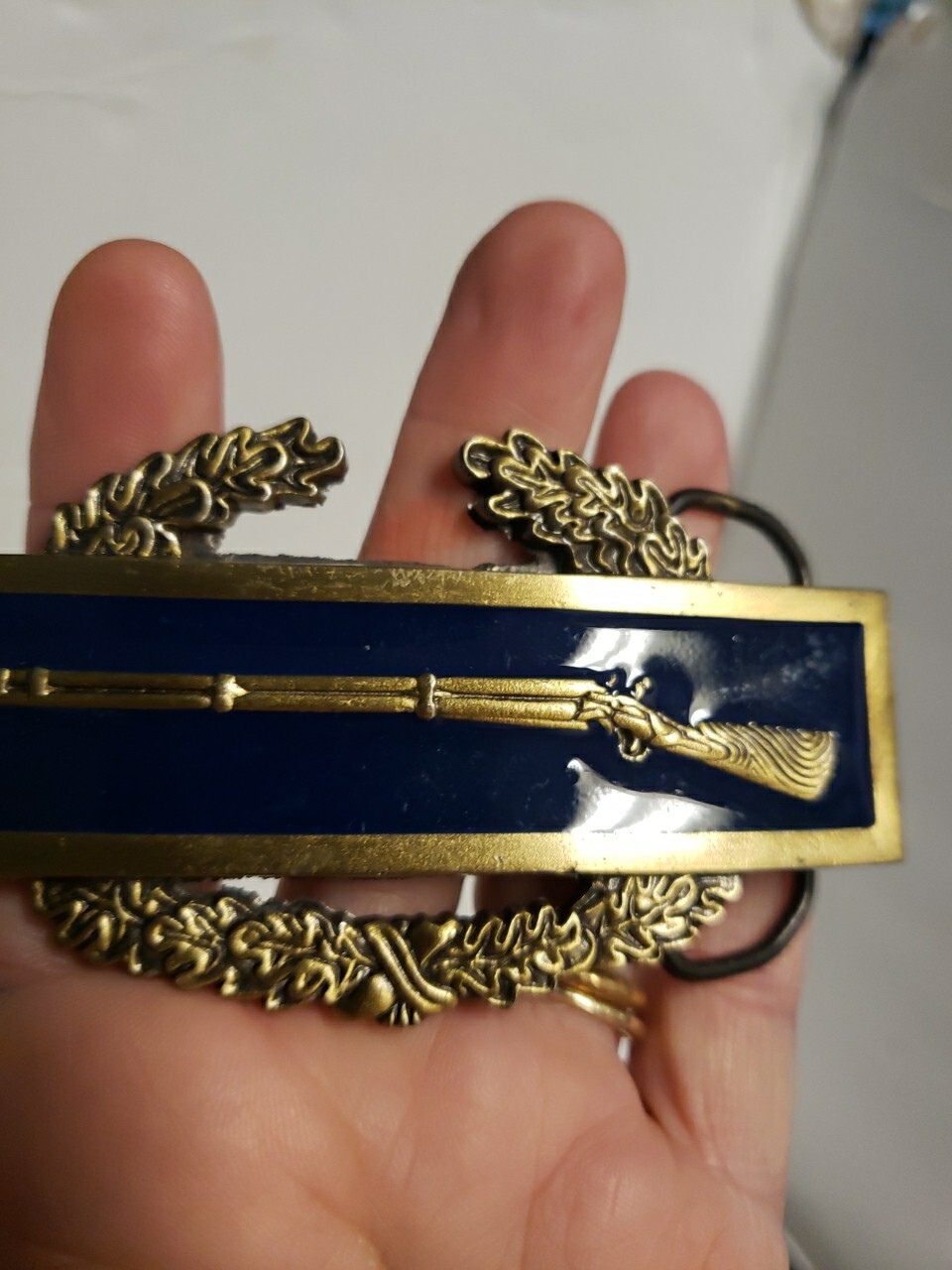 Vtg 1989 AMERICAN BUCKLE CO Solid Brass US Civil War Baron Rifle Wreath Belt
