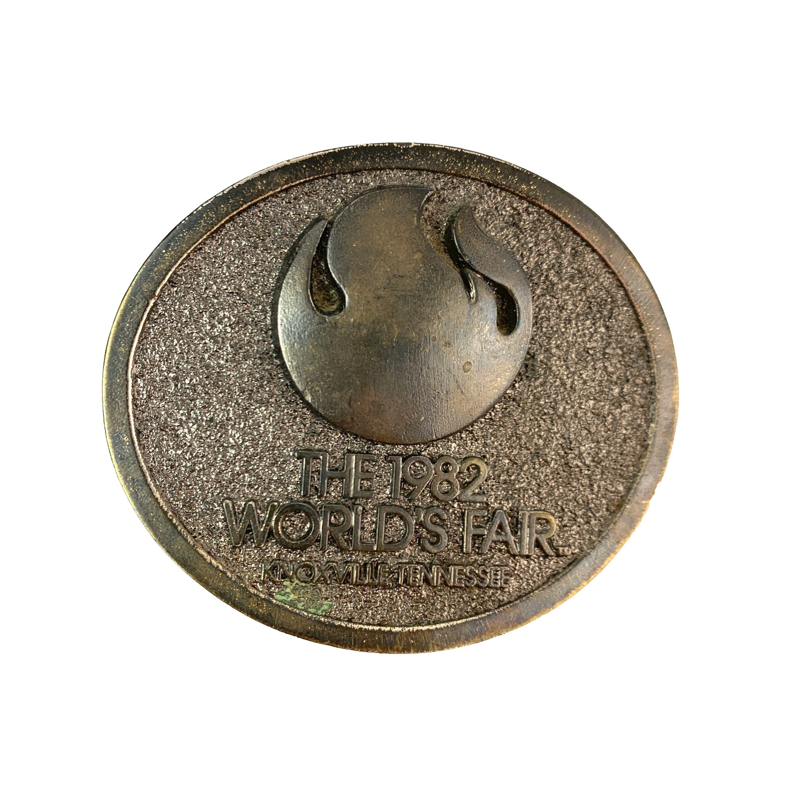 Vintage 1982 World&rsquo;s Fair Knoxville Tennessee 3D Metal Belt Buckle Christian