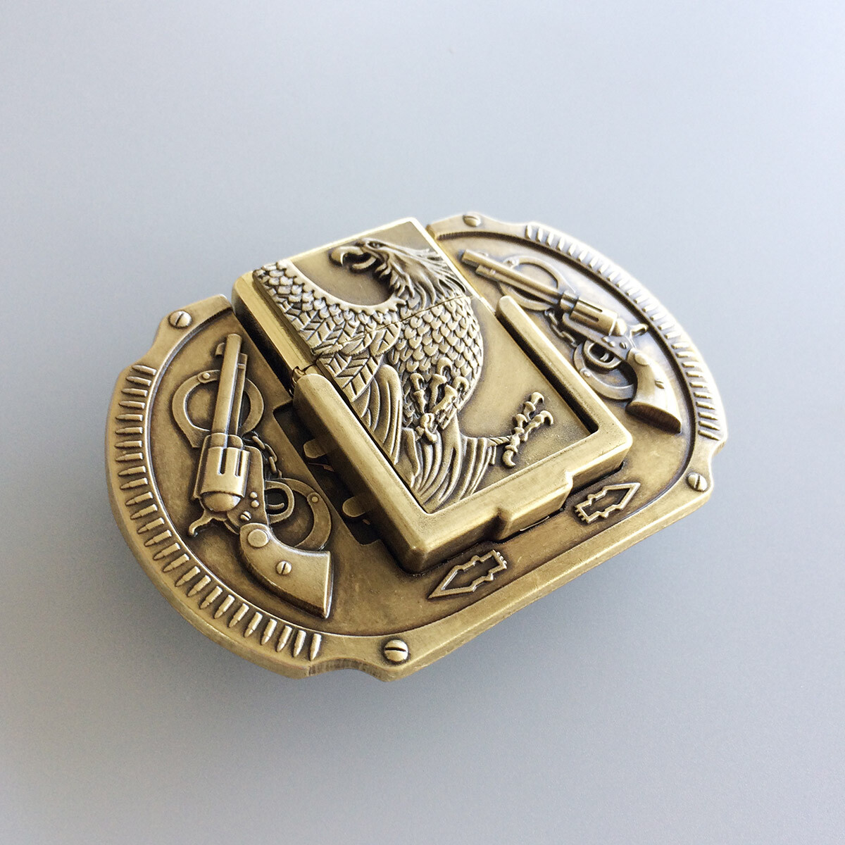 Vintage Bronze Western Eagle Wildlife Lighter Belt Buckle also Stock in the US