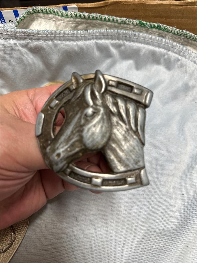 Five Vintage Horse Belt Buckles