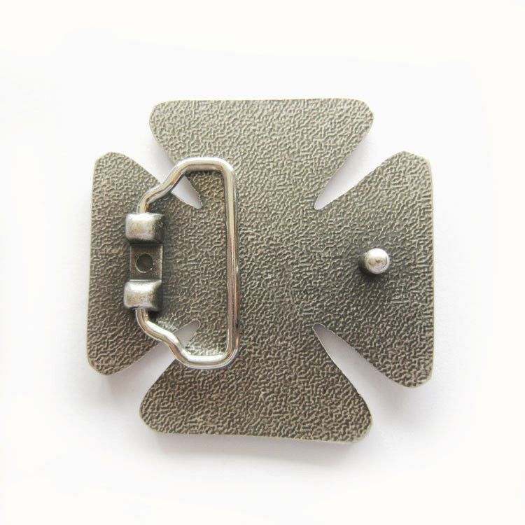 Red Iron Cross Western Enamel Belt Buckle