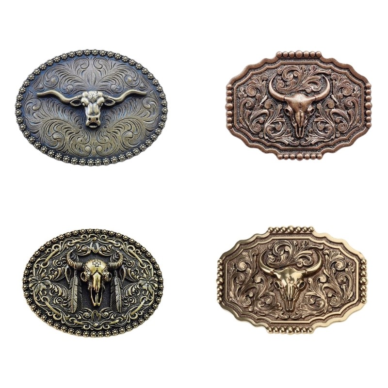 Western Belt Buckle Bull Heads Cowboy Accessory Alloys Animal Head Belt Buckle