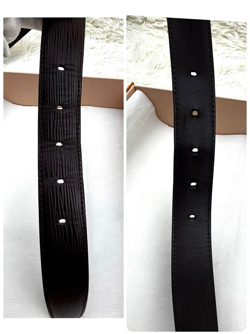 Louis Vuitton Epi Saint-Cloud Classic Belt Brown Men&rsquo;s Silver Buckle