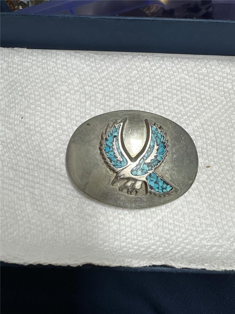 Vintage Eagle with Turquoise in Wings Belt Buckle