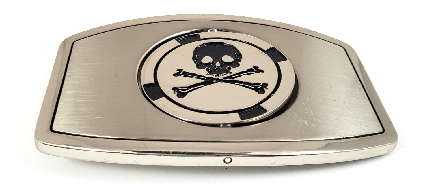Skeleton & Bones Crossed Reversible Spinning Belt Buckle