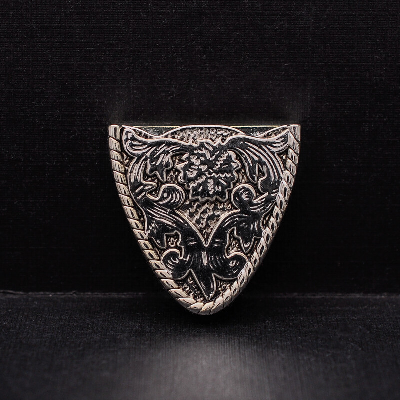 Western Cowboy Silver Flower Engraved Belt Pin Buckle 3pc/Set Fits 1-1/8&Prime; Strap