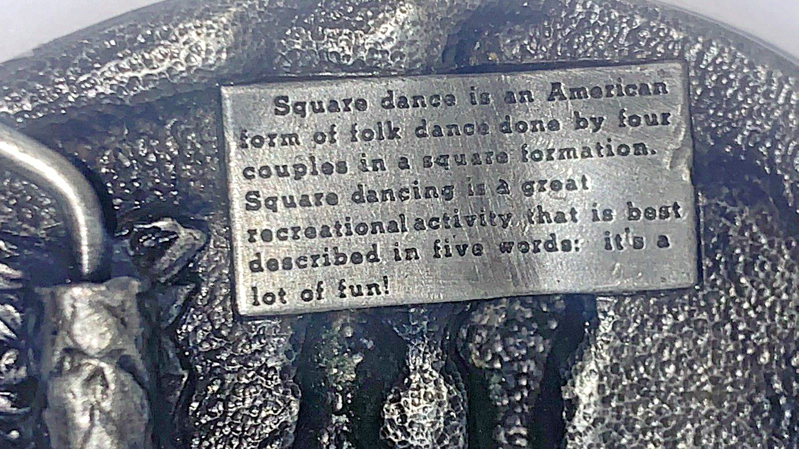 Pewter Belt Buckle Square Dance Couple Dancing Fiddle Banjo 1985 Siskiyou