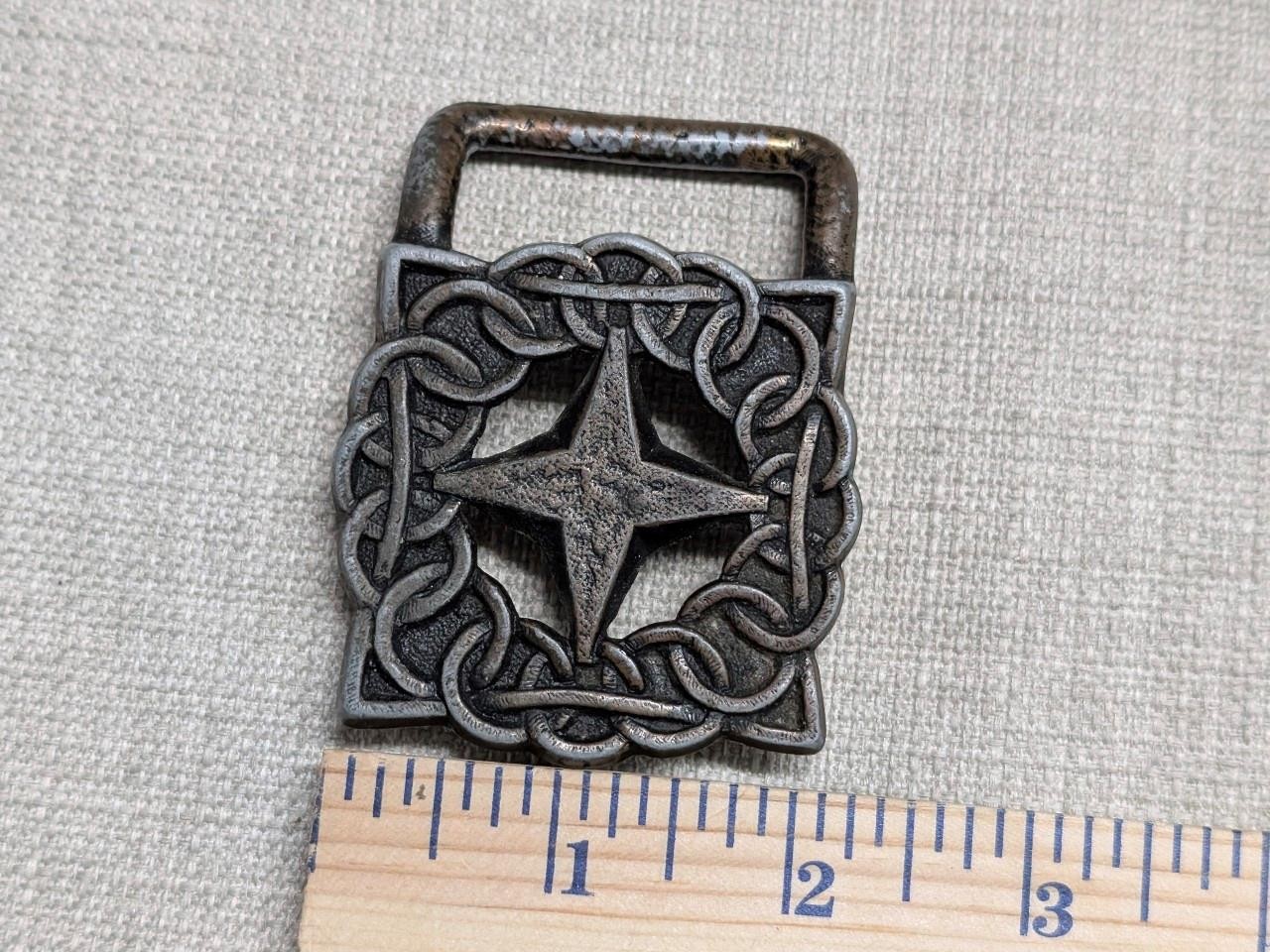 vintage 1970s handcrafted BRASS belt buckle BRUTALIST rustic BOHO hippie star