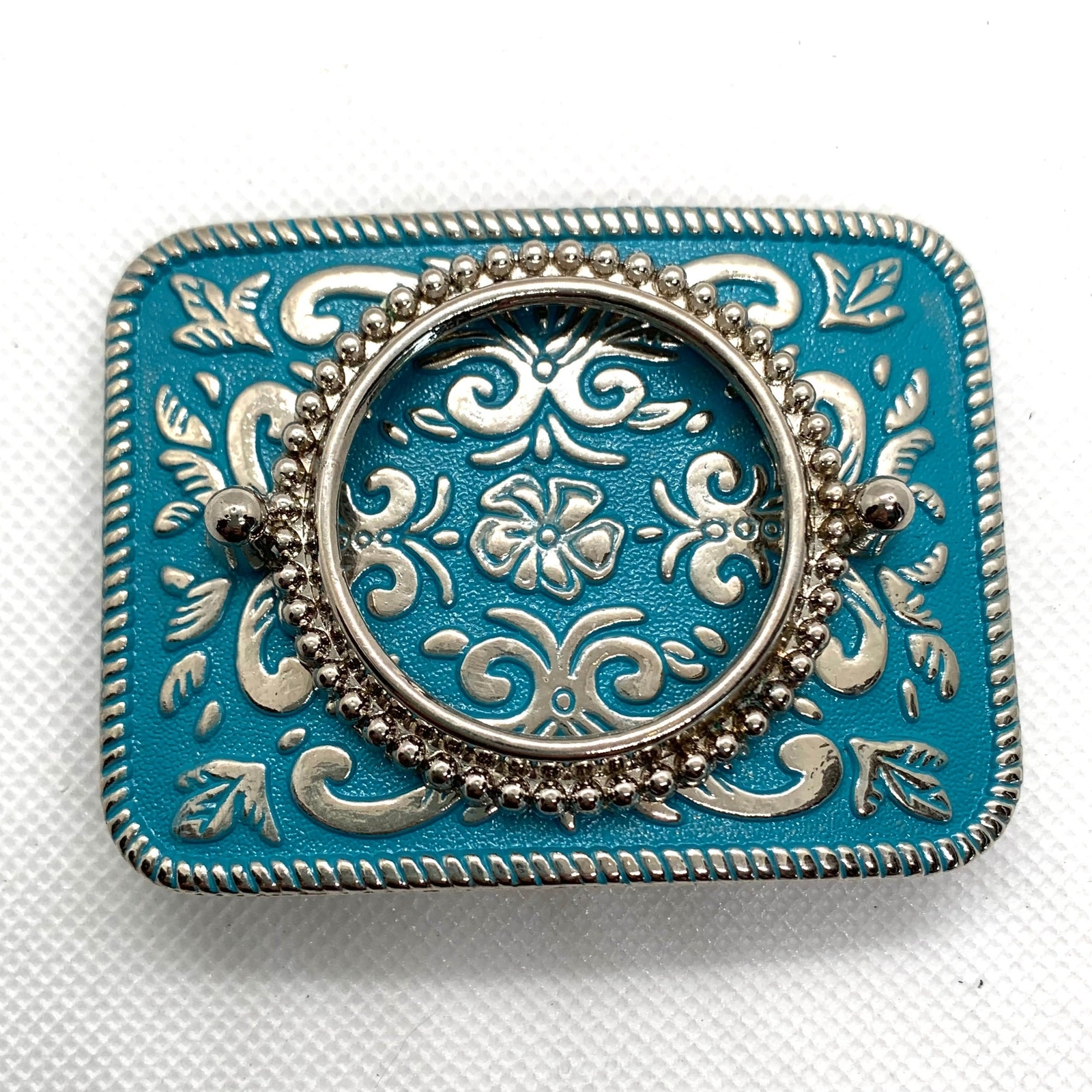 Silver Dollar Turquoise & Silver Western Style Belt Buckle