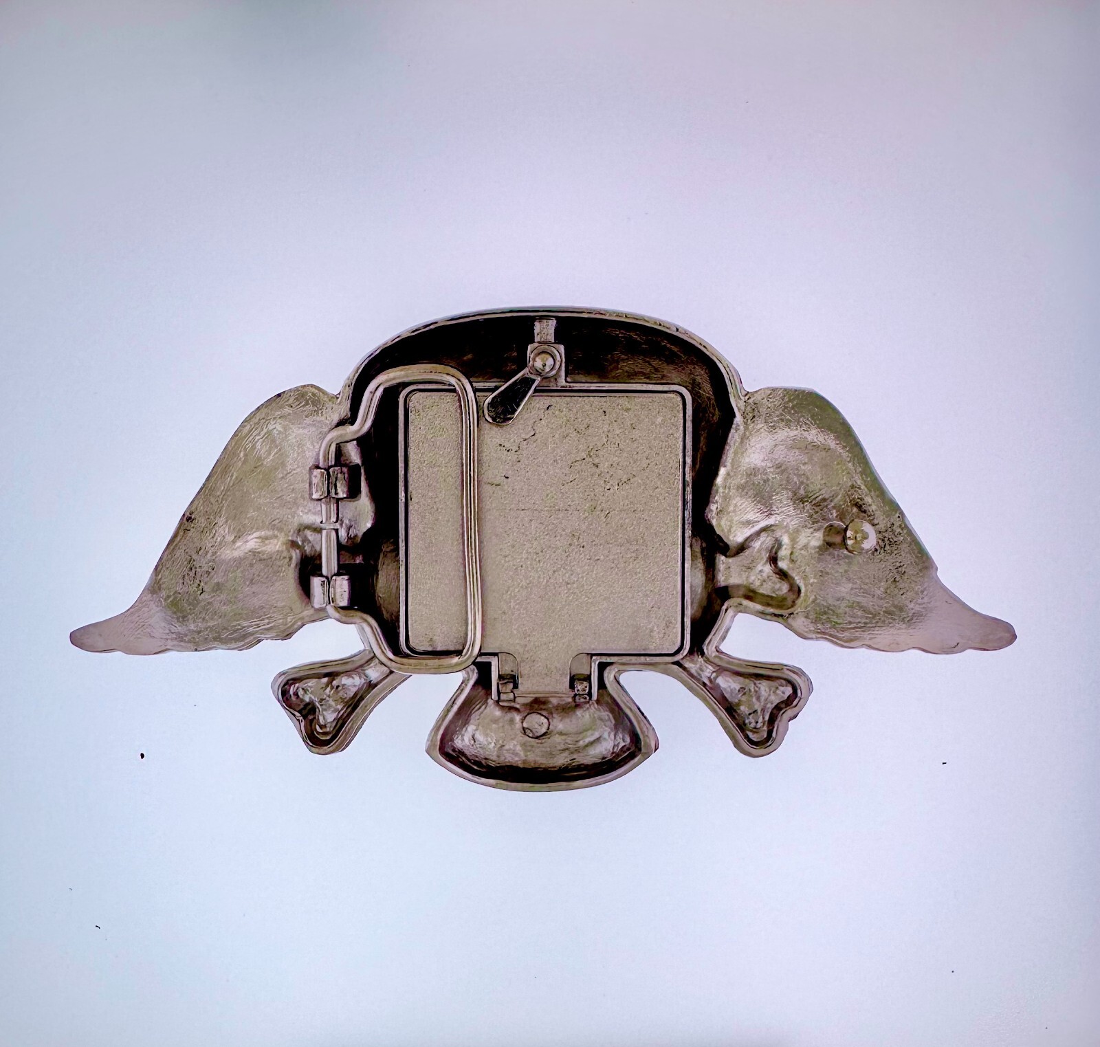 Skull with Wings Belt Buckle | American Western Silver Vintage Buckle