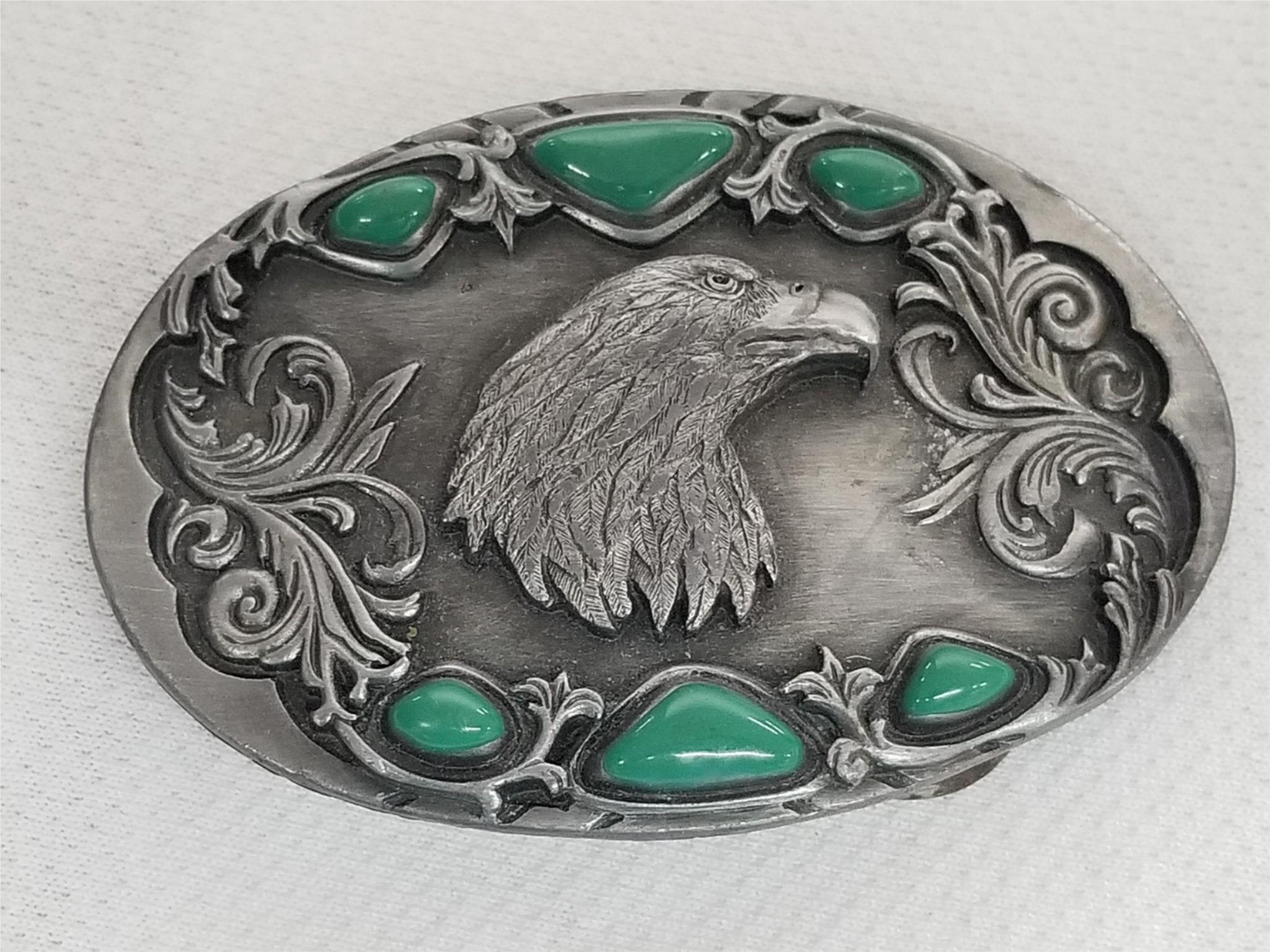 VTG 1992 Arroyo Grande Buckle Co. Eagle Head With Stones Belt Buckle Shelf V4
