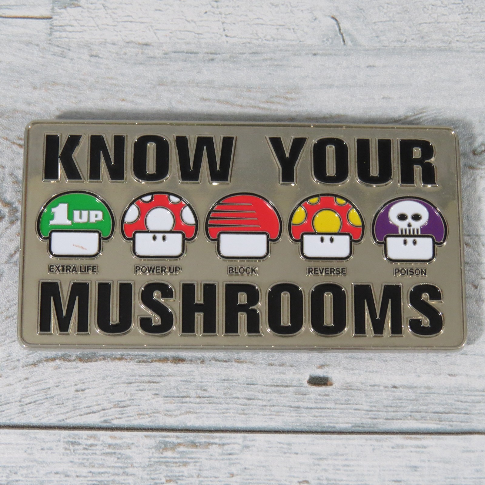 2004 Nintendo Know Your Mushrooms Super Mario Belt Buckle