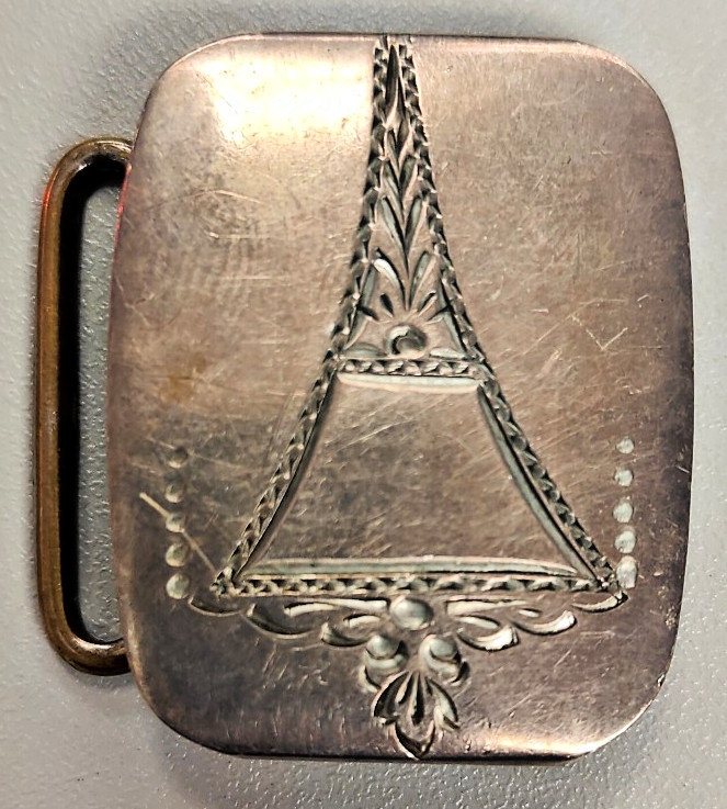 925 Sterling Silver Antique Art Deco Eiffel Tower Belt Buckle Kreisler Bronze