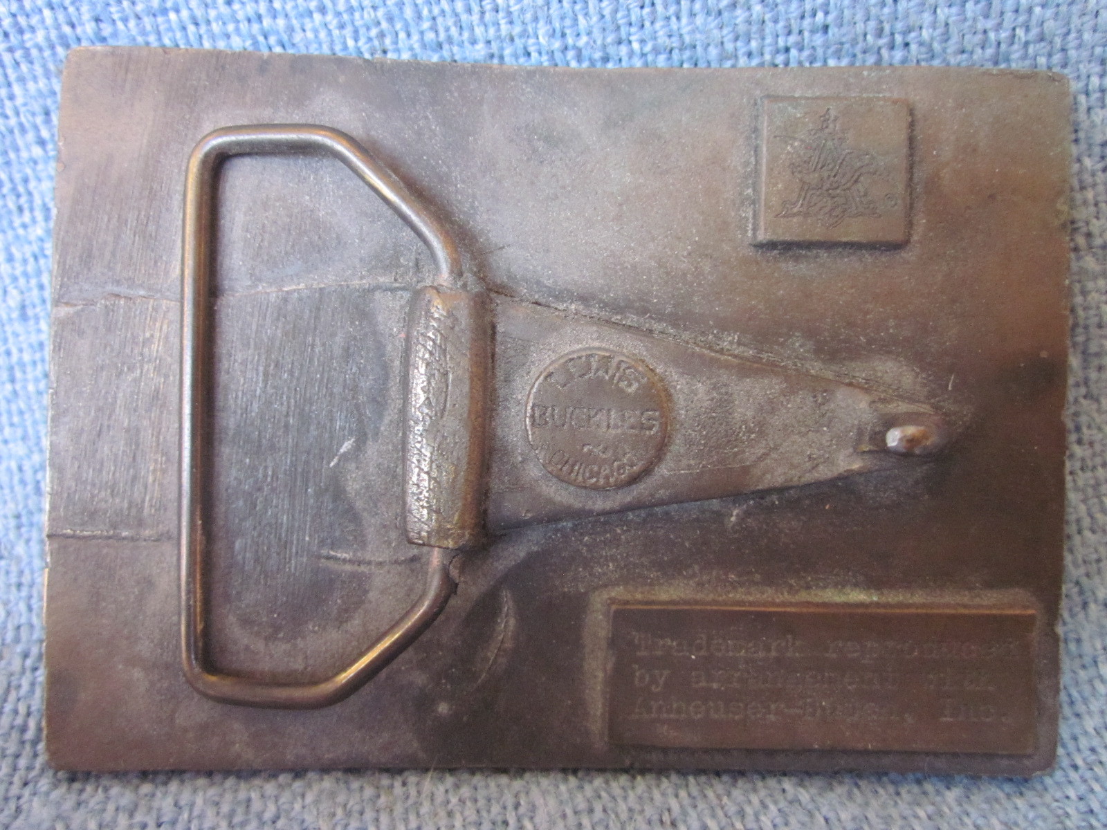 BUDWEISER BEER Belt Buckle Lewis Buckles Chicago USA 1970s HEAVY BRASS ~ NEW