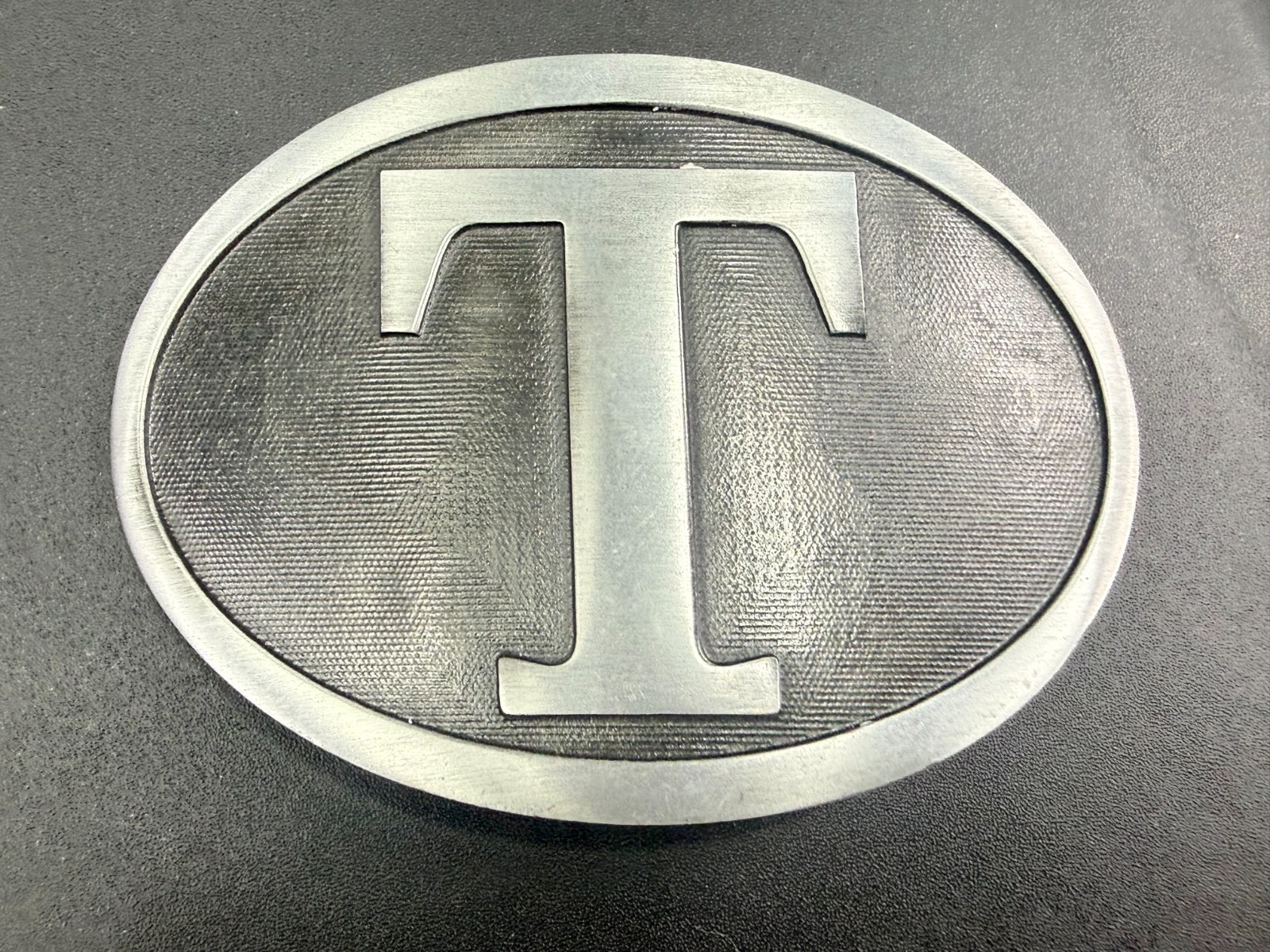 Initial Block Letter T Montana Silversmiths RARE Grey & Black Color Belt Buckle