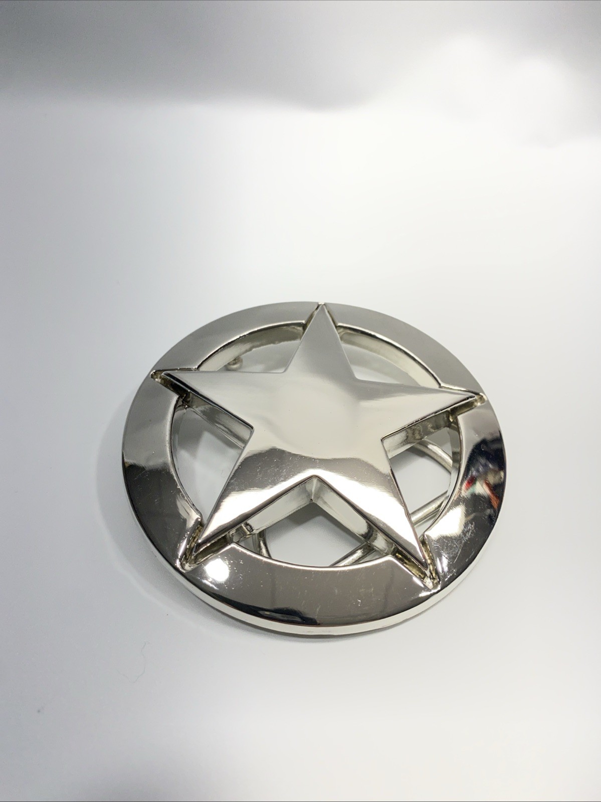 Chrome Sheriff’s Star / Texas Star Belt Buckle Metal Cowboy Western Biker
