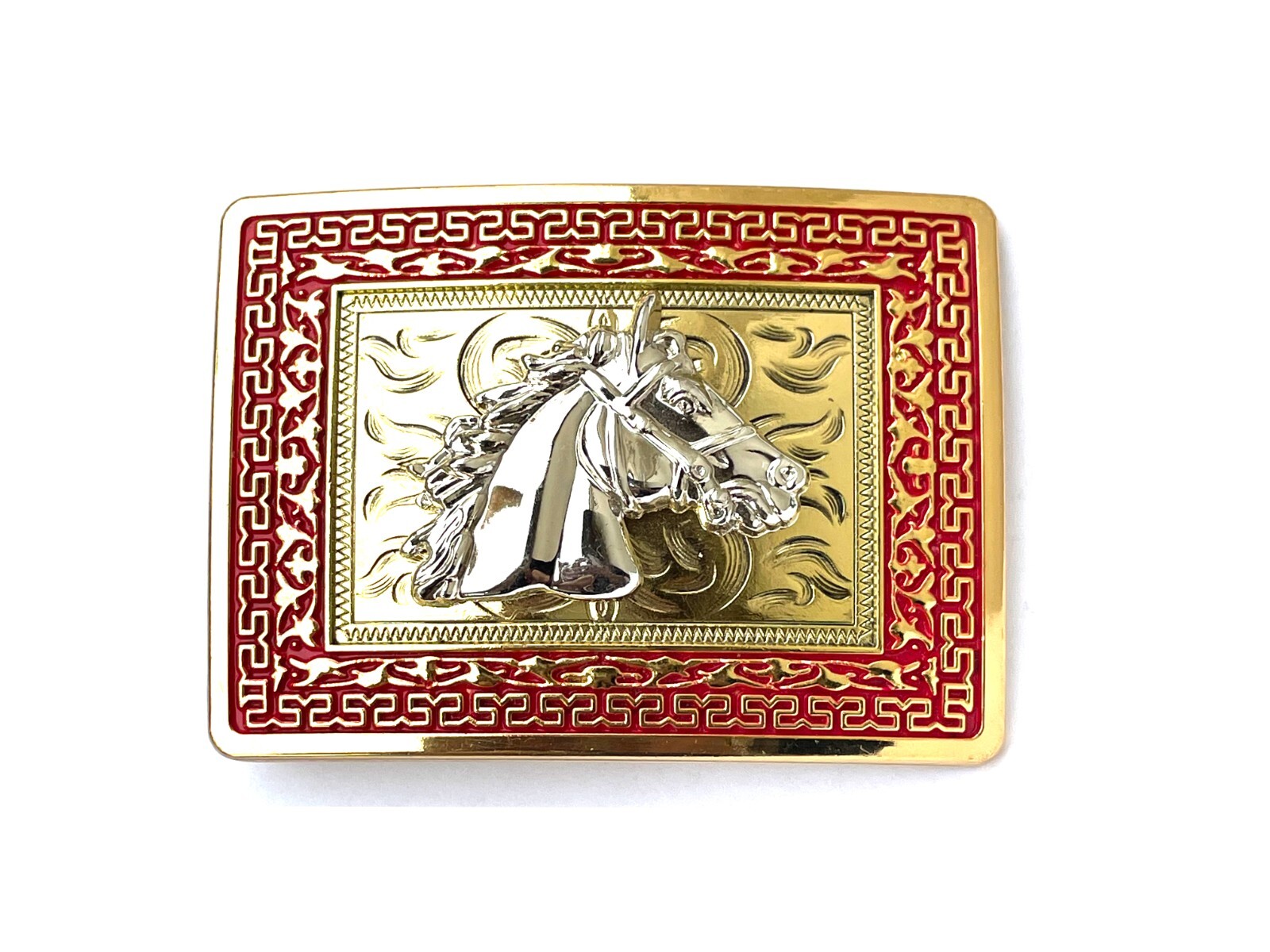 Western Buckle Gold Silver Red Horse Head Cowboy Buckle Fit 2 » Hebilla Vaquero