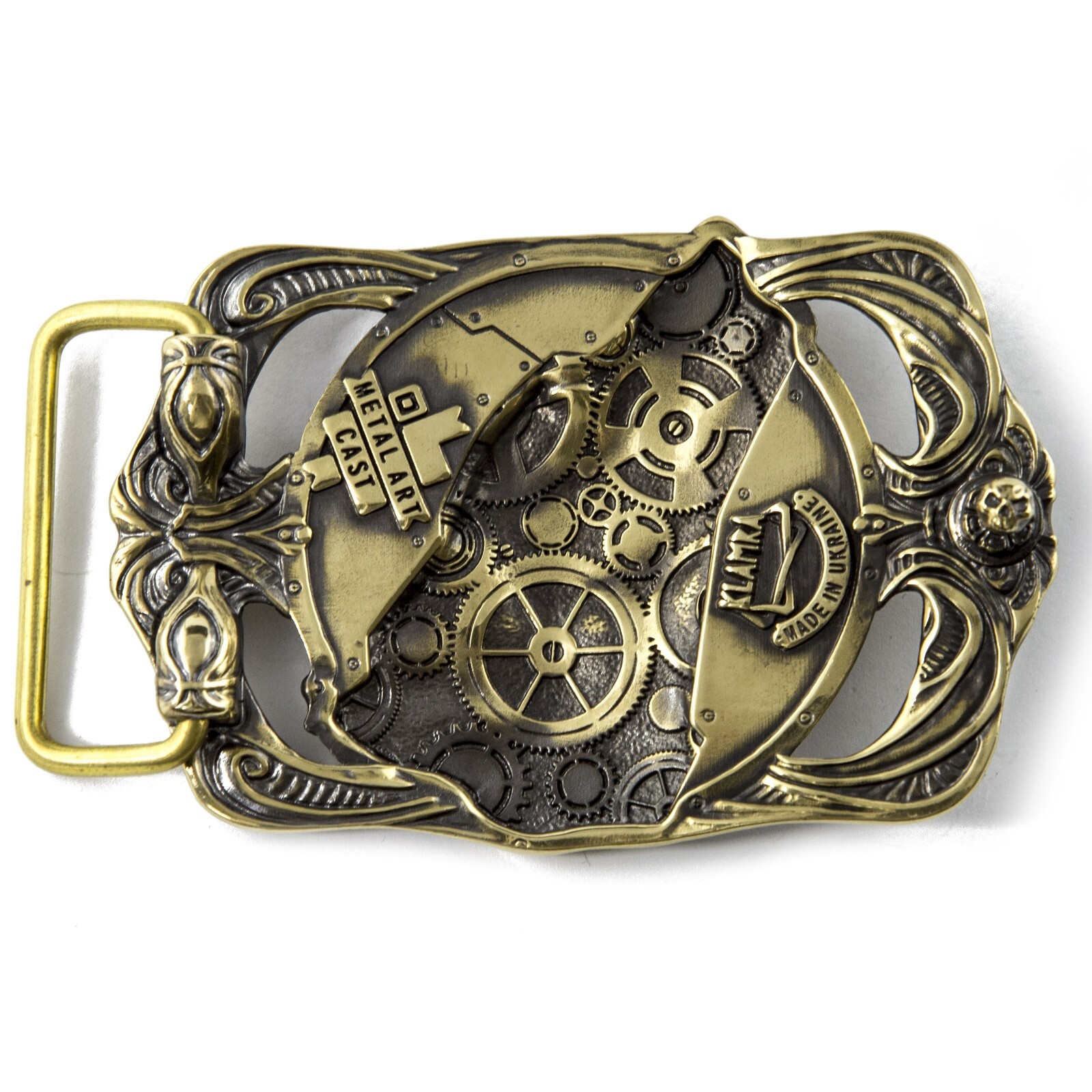 Belt buckle Steampunk Wolf, Solid brass sculptural victorian art wolf belt buckl