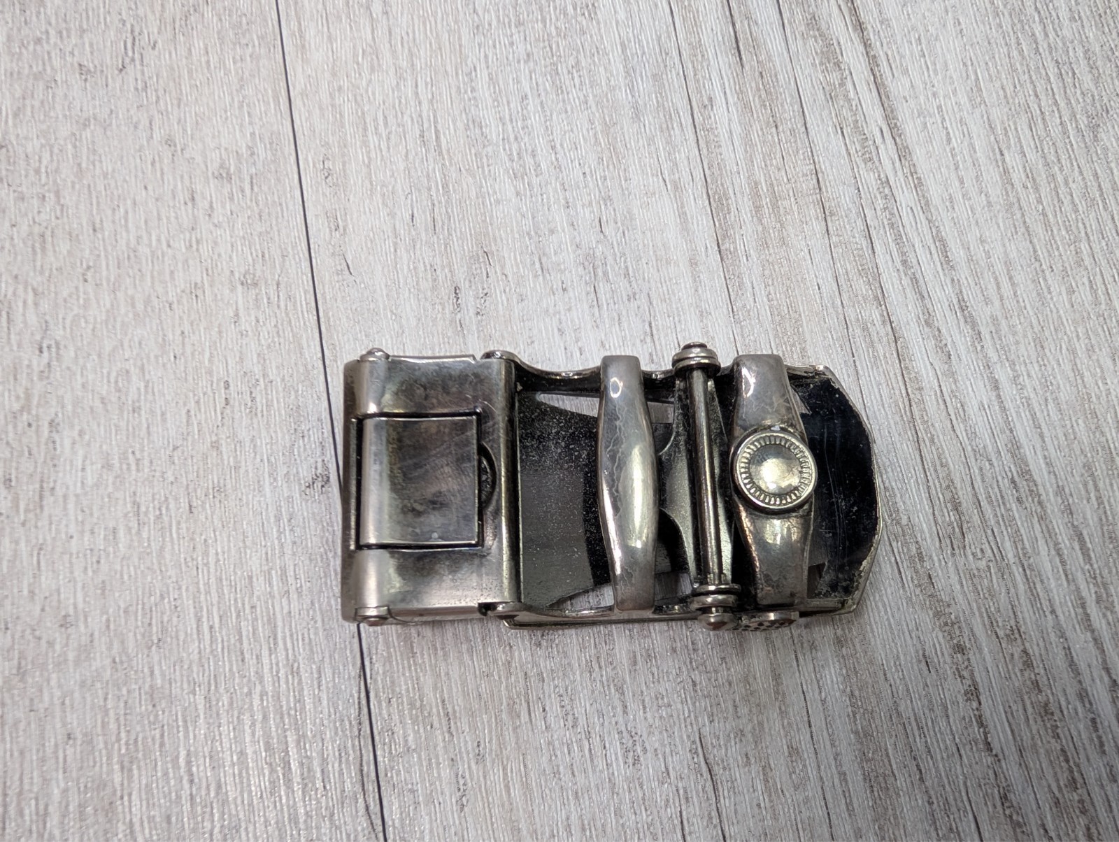 BOSTANTEN Ratchet Belt Buckle Automatic Lock Silver Tone Heavy Duty Metal