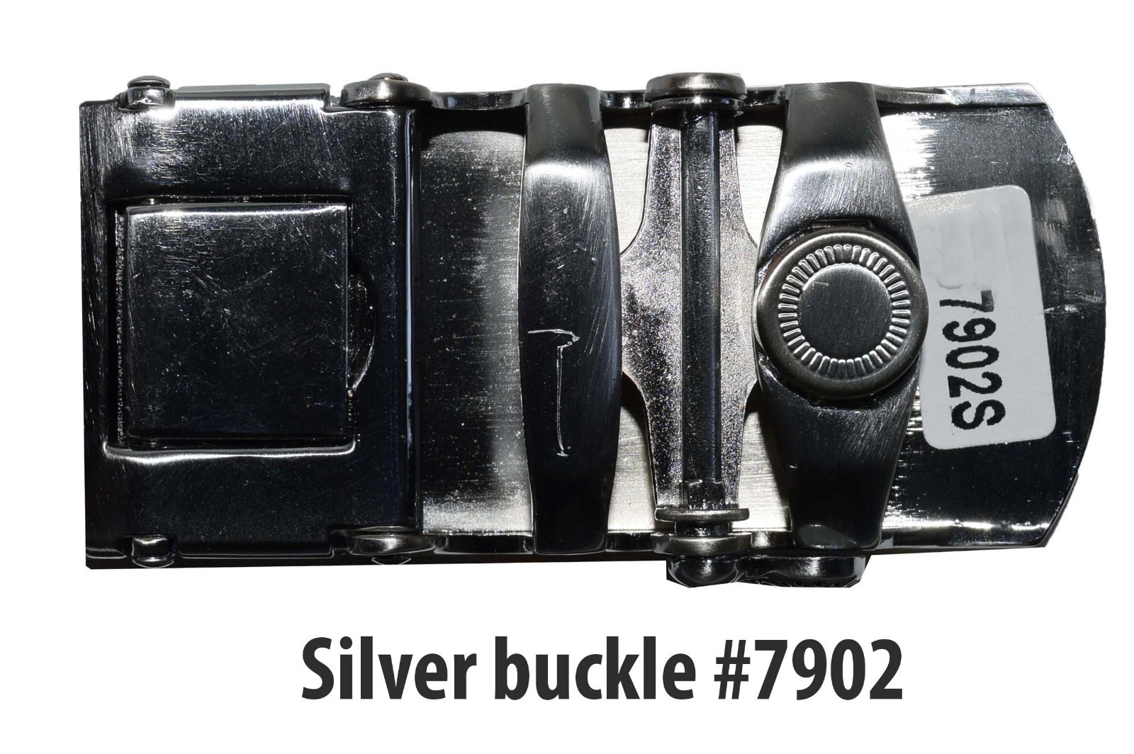 Men&rsquo;s Belt Buckle Auto sliding Self locking ratcheting track line silver buckle