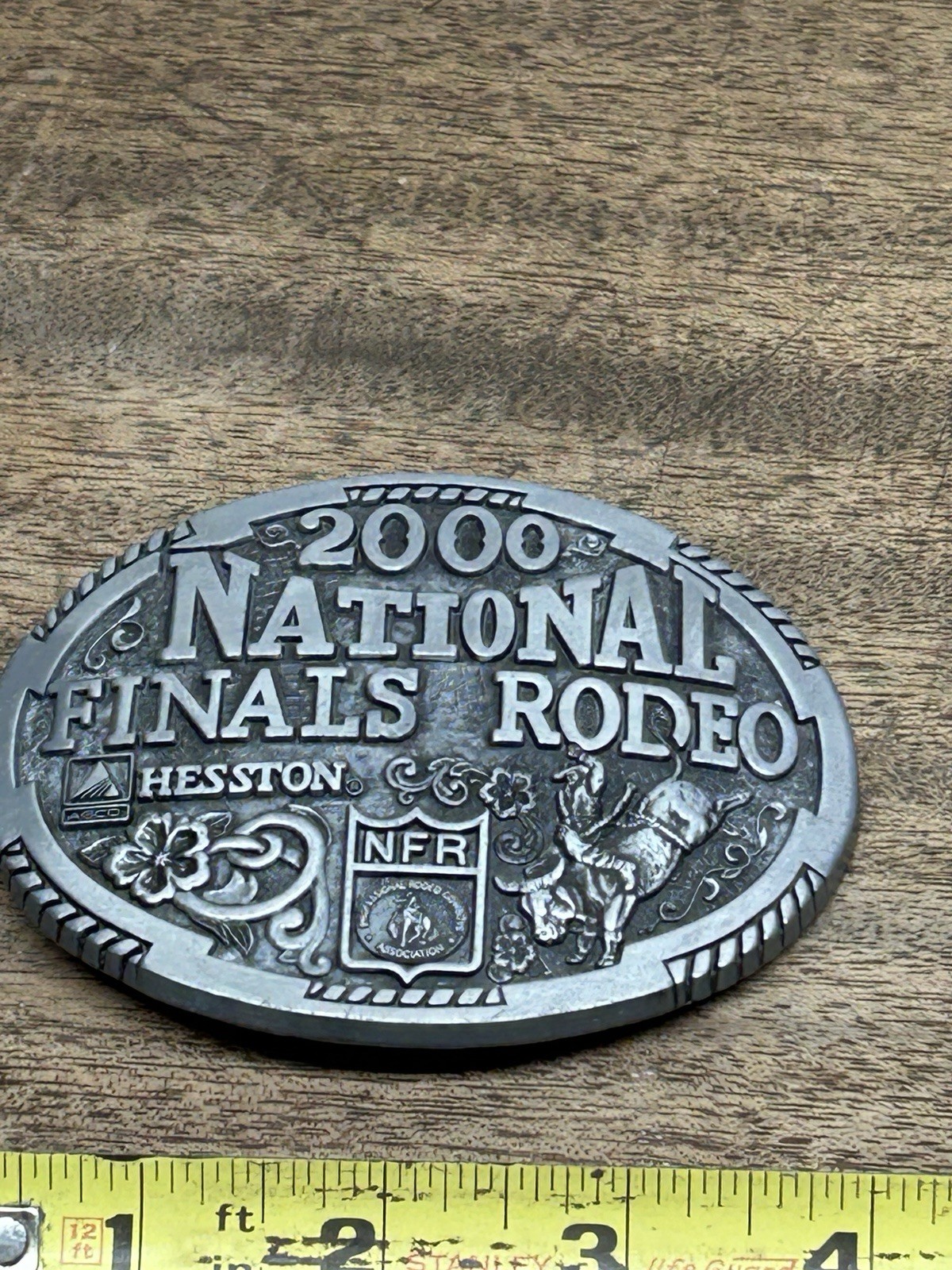 National Rodeo Finals Bull Riding Hesston ~2000 Belt Buckle ~Western Cowboy NFR