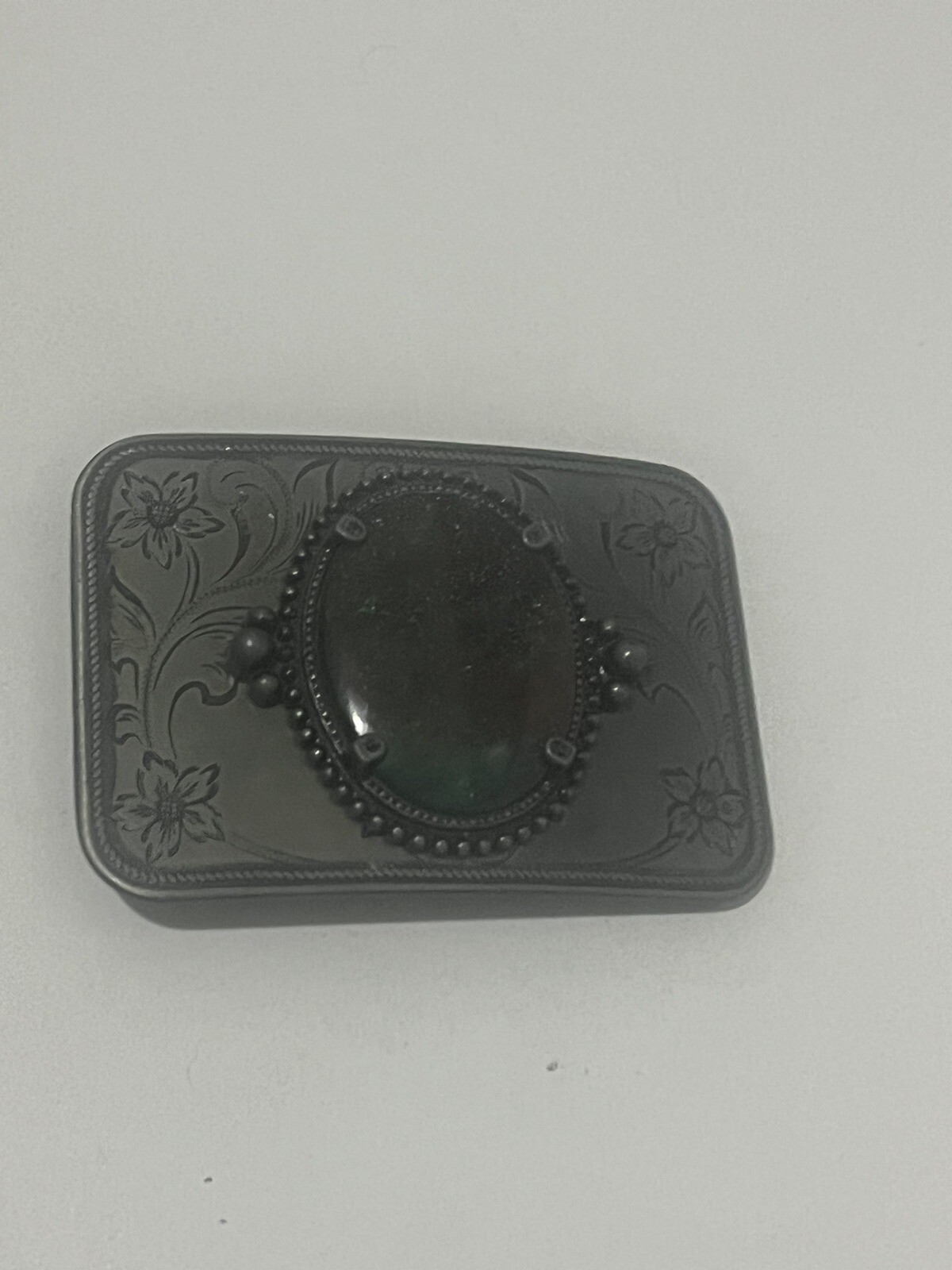 Vtg. Metal Belt Buckle With Centerstone 3 1/4 In. X 2 1/4 In. Fits 1 1/2 In.