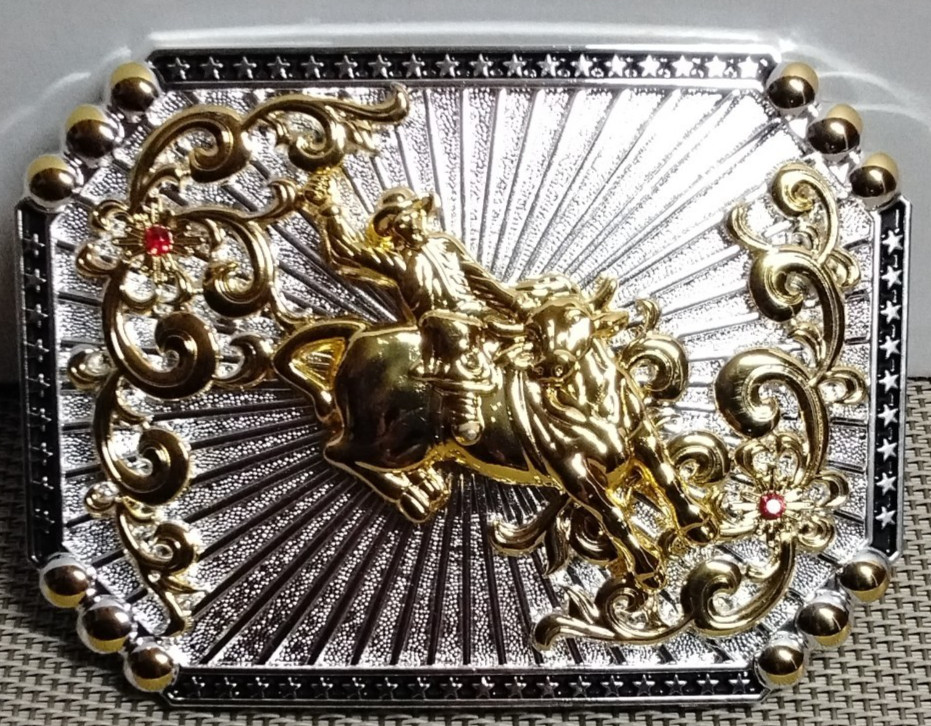 BULL RIDING COWBOY Western Belt Buckle Hebilla Vaquera Con Toro