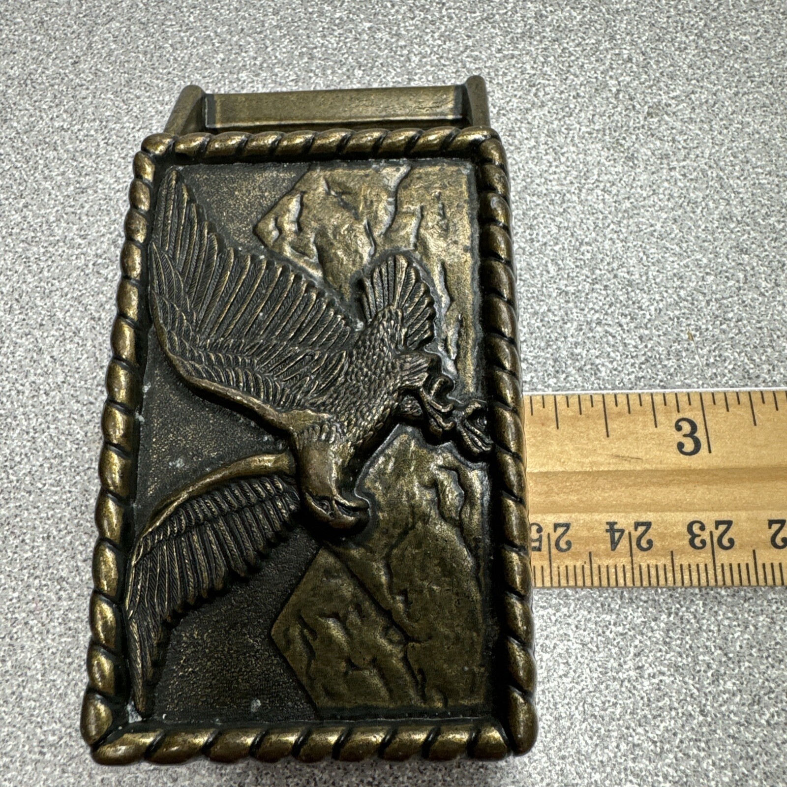 Vintage Brass Eagle Belt Buckle Western Cowboy Americana Mountain Design