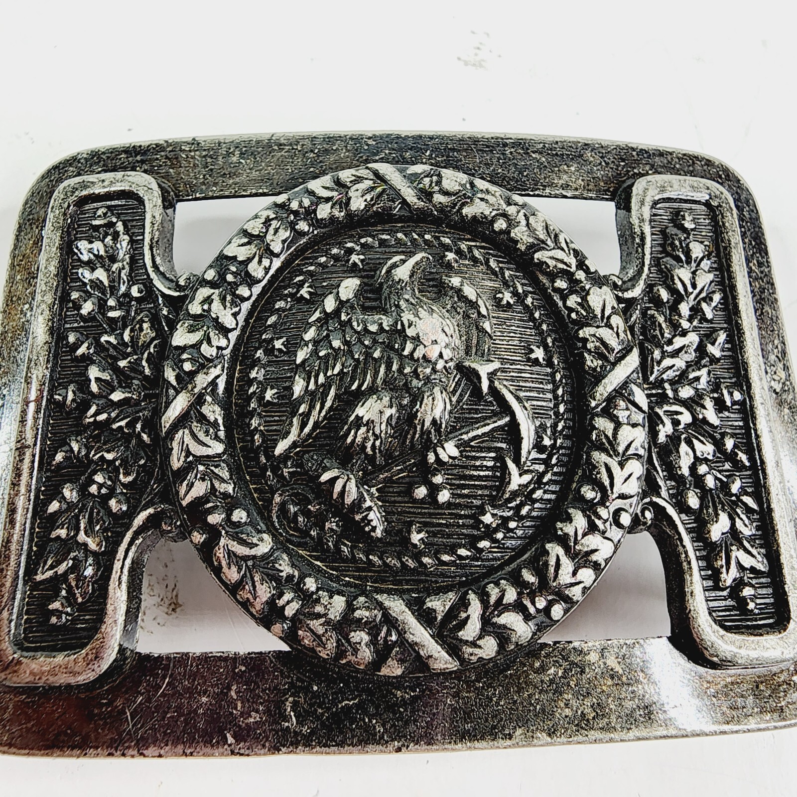 Vintage Silver Belt Buckle Western Rodeo Cowboy American Eagle USA Patriotic