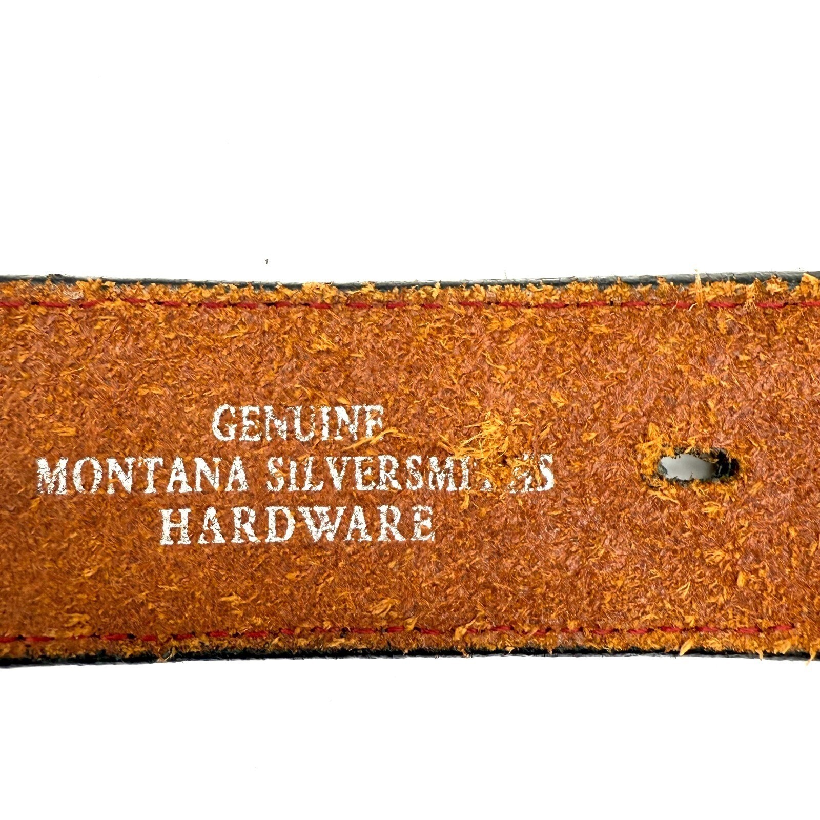 Montana Silversmiths Western Belt 32&Prime; Tooled Leather Cowhide Studs Statement