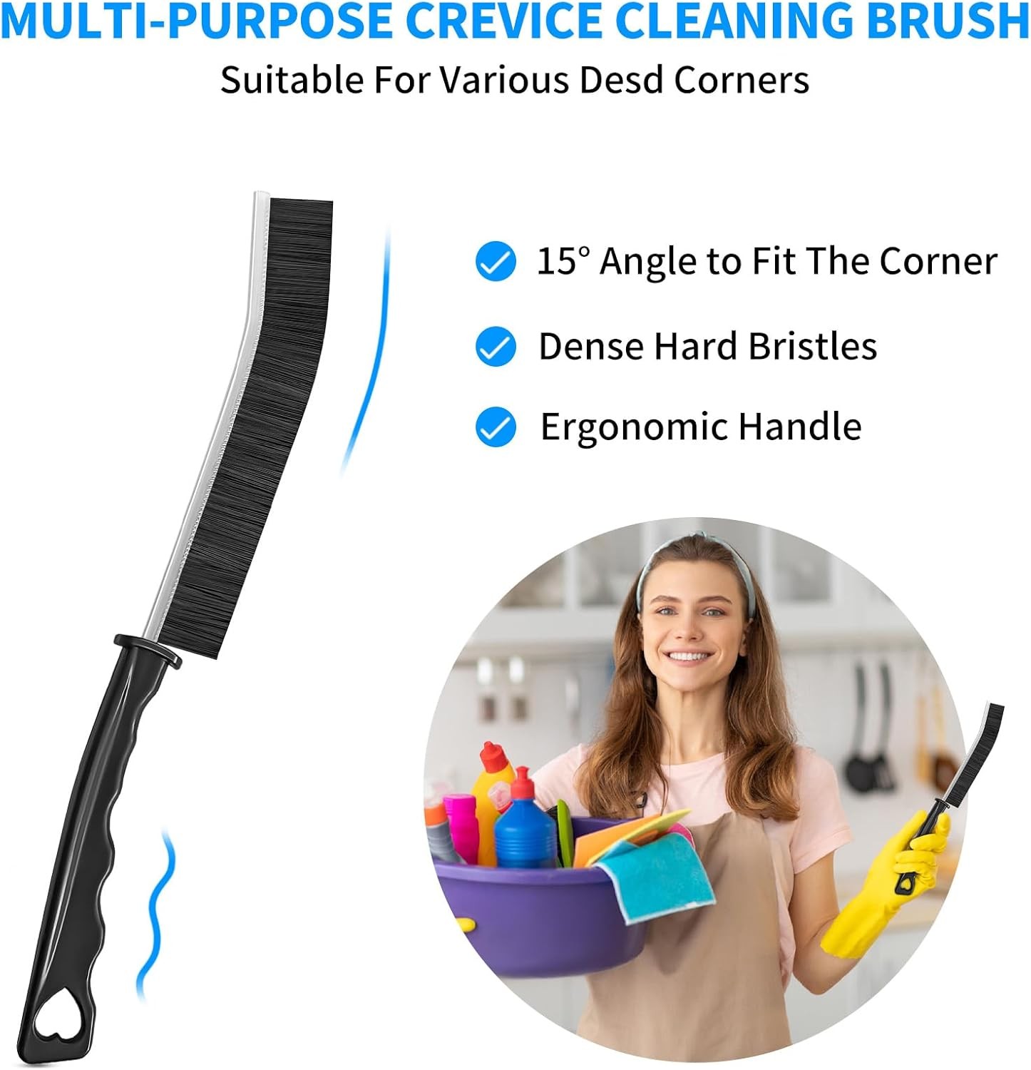 Multi-Purpose Hard Bristle Crevice Cleaning Brush -Deep Cleaning Essential Tool