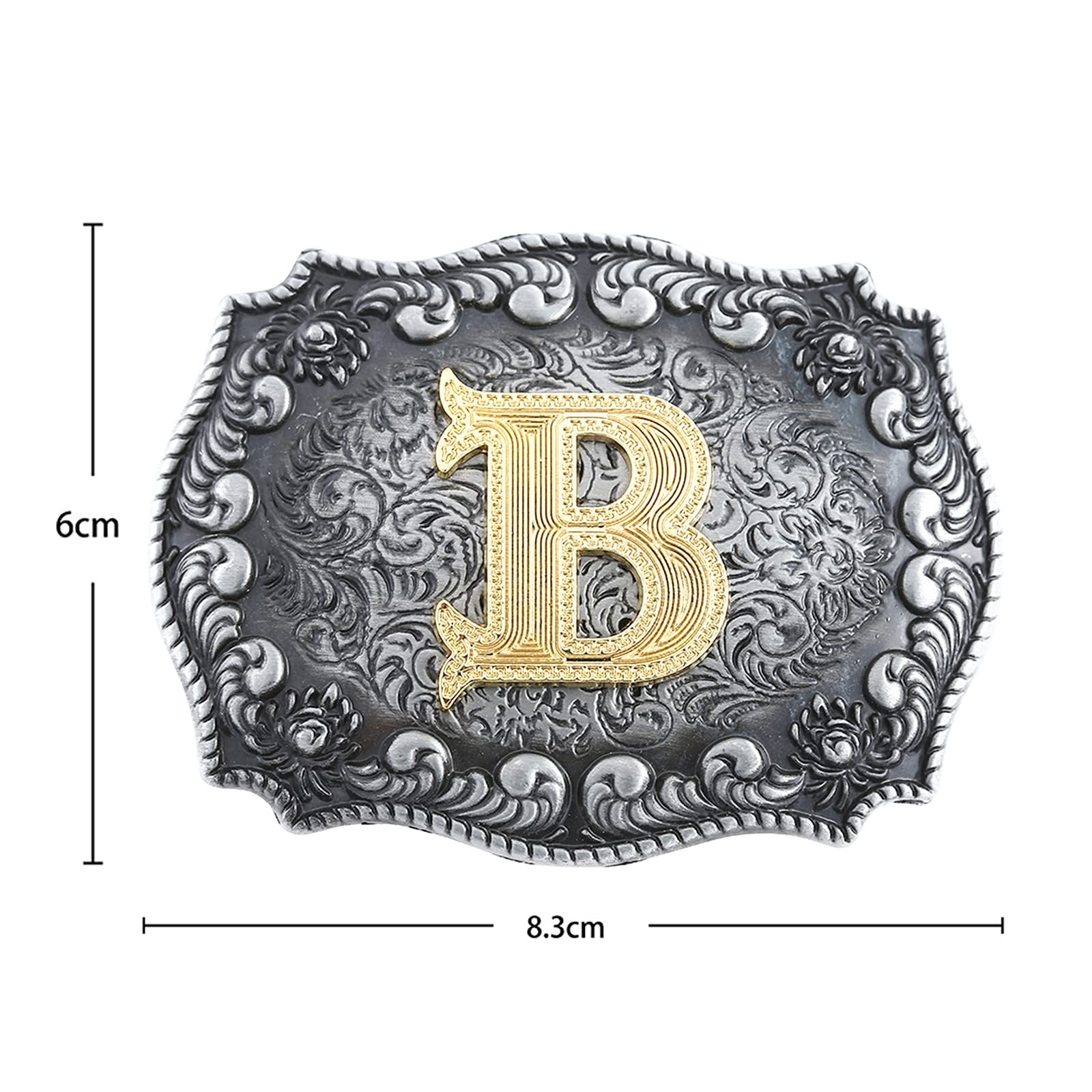 Western Cowboy Rodeo Belt Buckle for Men & Women, Alphabet Initials A-Z, Stylish