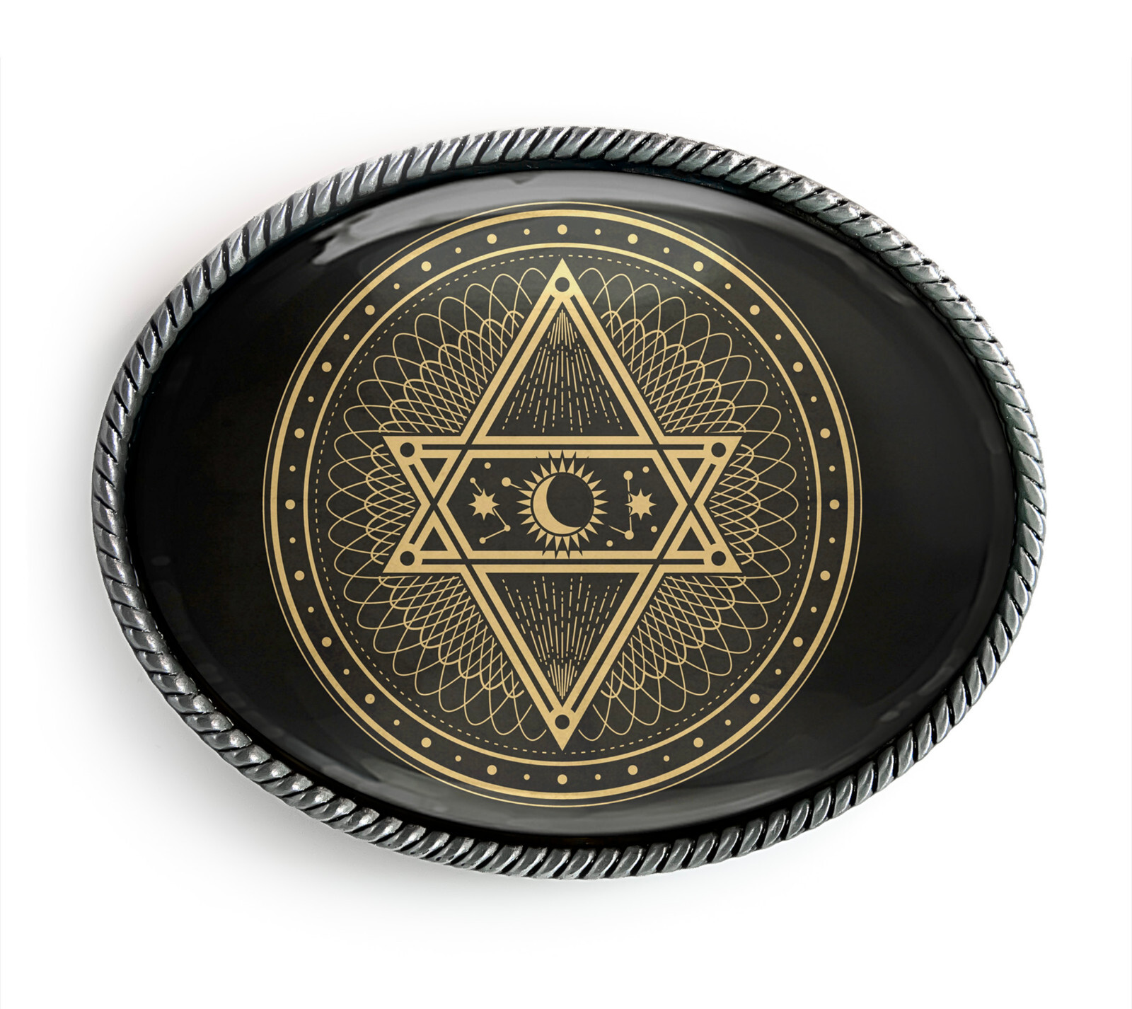 Tarot Pentagram Belt Buckle – Moon Sun and Stars Magic Symbol Belt Buckle – 614