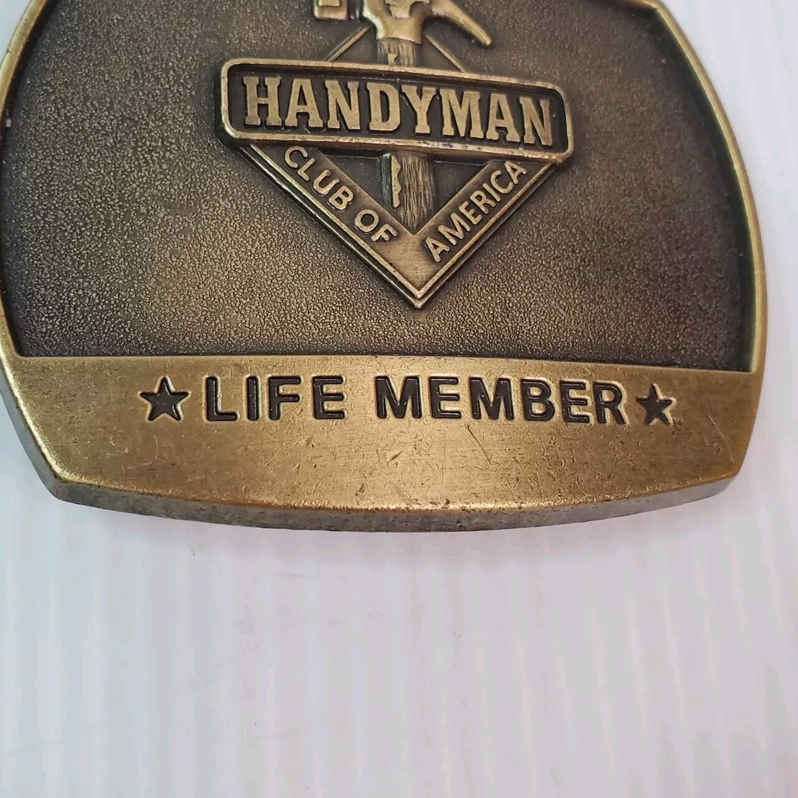 1996 Belt Buckle Handyman Club Of America Life Member Hammer Vintage