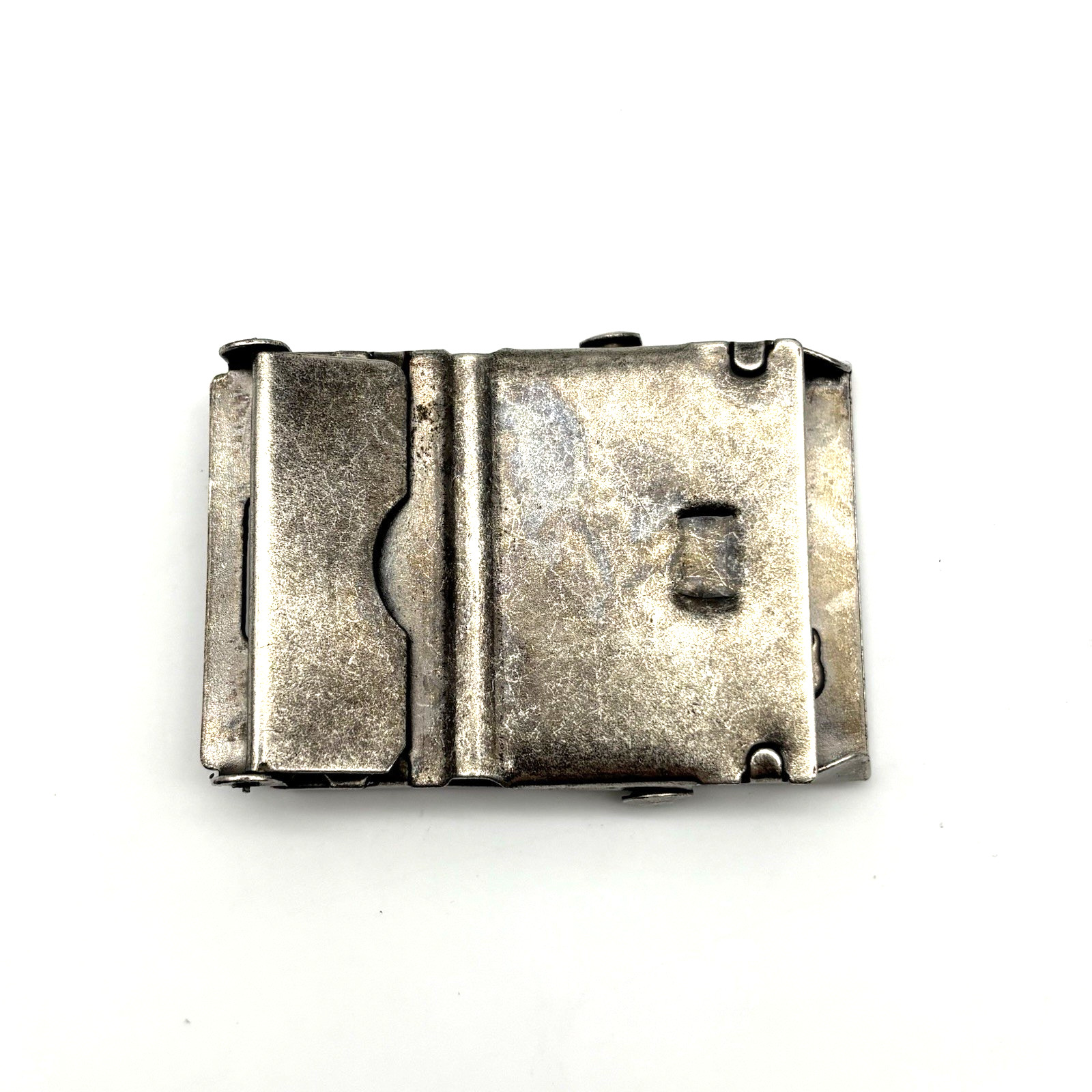 Vintage 90s Silver-tone Metal Flame Skull Military Slide Buckle for 1.5&Prime;Web Belt