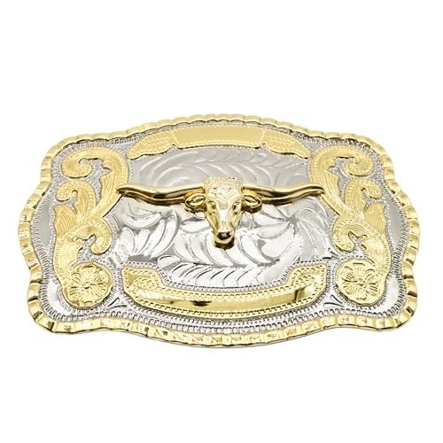 Western Cowboy Belt Buckle for Men & Women – Bull Head Longhorn Design, Fits 2&Prime;