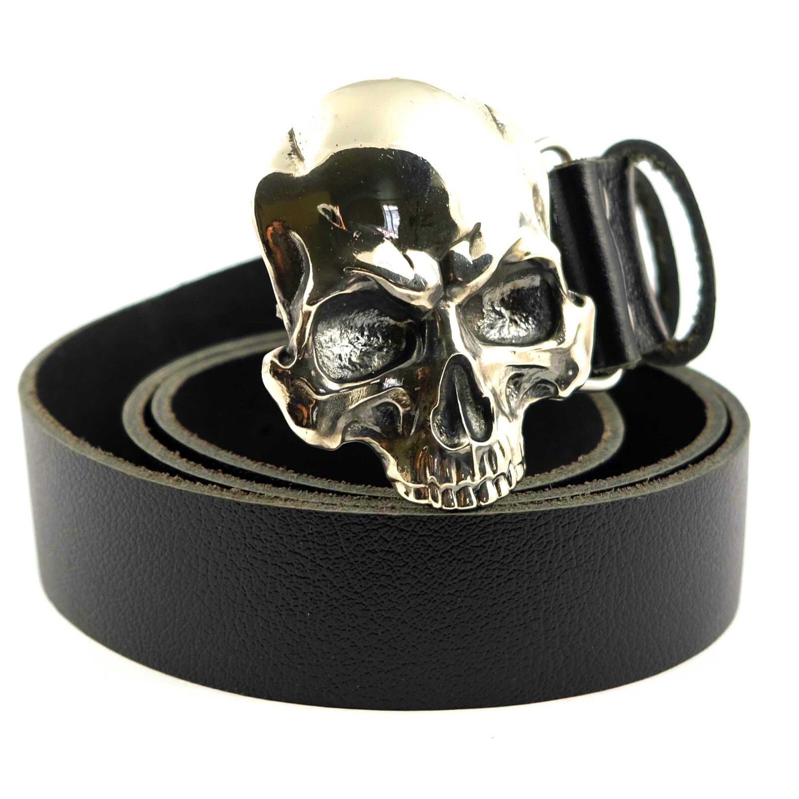 Skull belt buckle, Human skull german silver belt buckle Jolly Roger