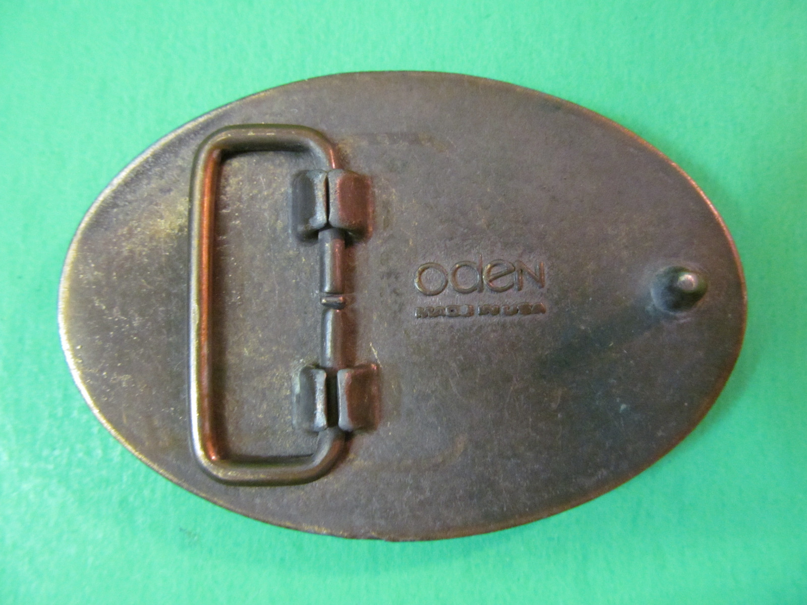 Vintage Oden Football Player Metal Belt Buckle Made In USA