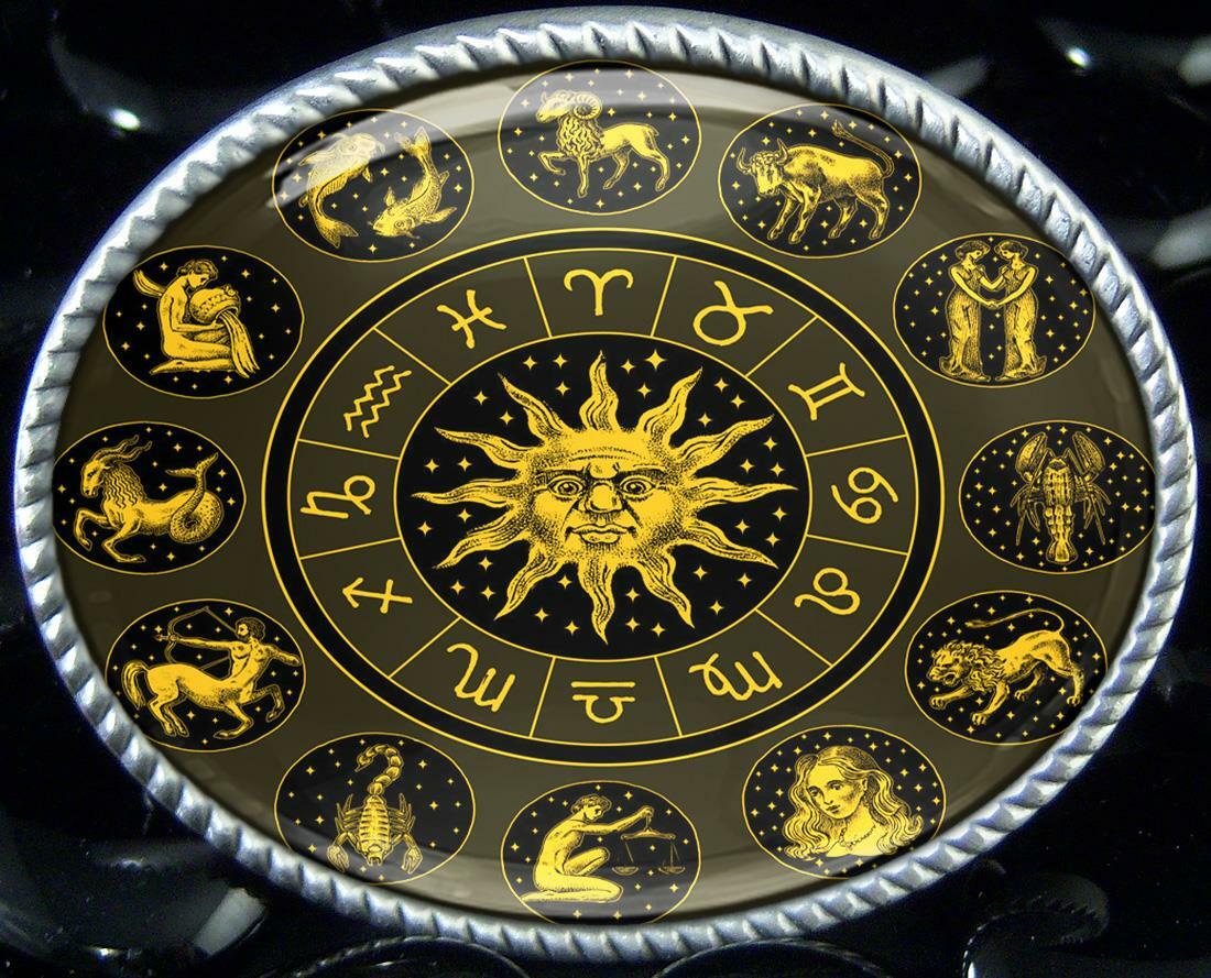 Zodiac Wheel Belt Buckle – Astrology Sun Handmade Buckle – 40