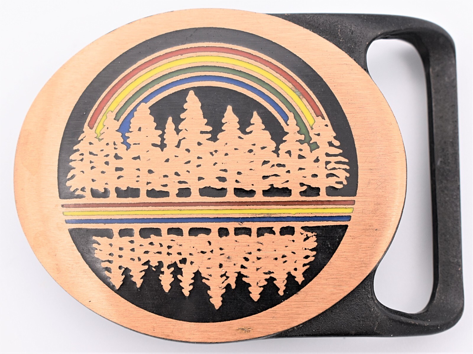 Tech Ether Guild « Echo » Solid Brass Vintage 1970s Hippie Belt Buckle